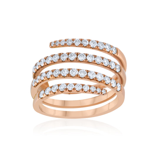 14K Rose Gold Diamond Spiral Ring ~ 1 ½ Ct