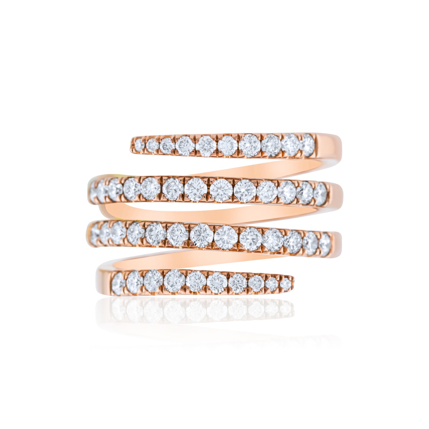14K Rose Gold Diamond Spiral Ring ~ 1 ½ Ct
