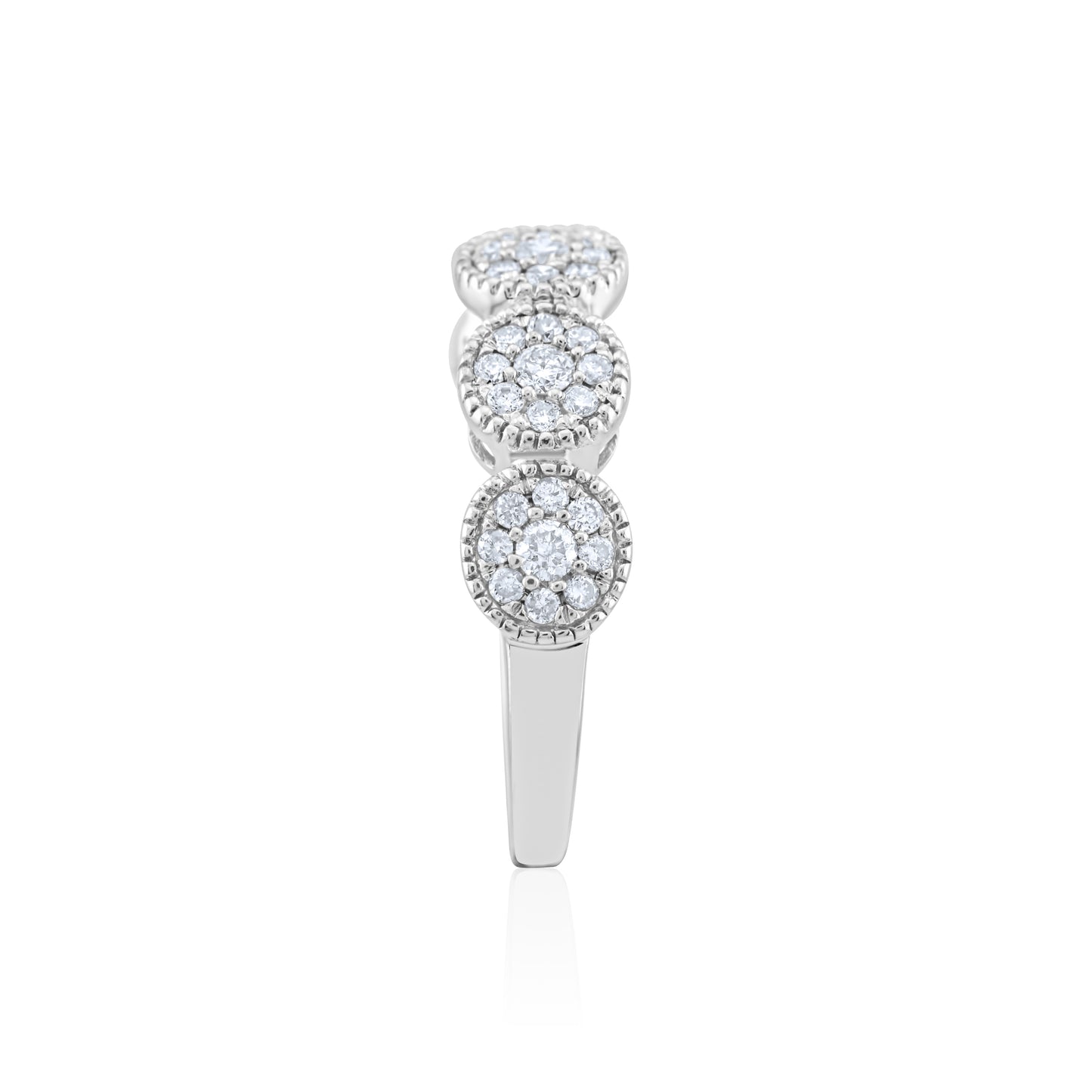 14K White Gold Diamond Cluster Band 2/3 Ct