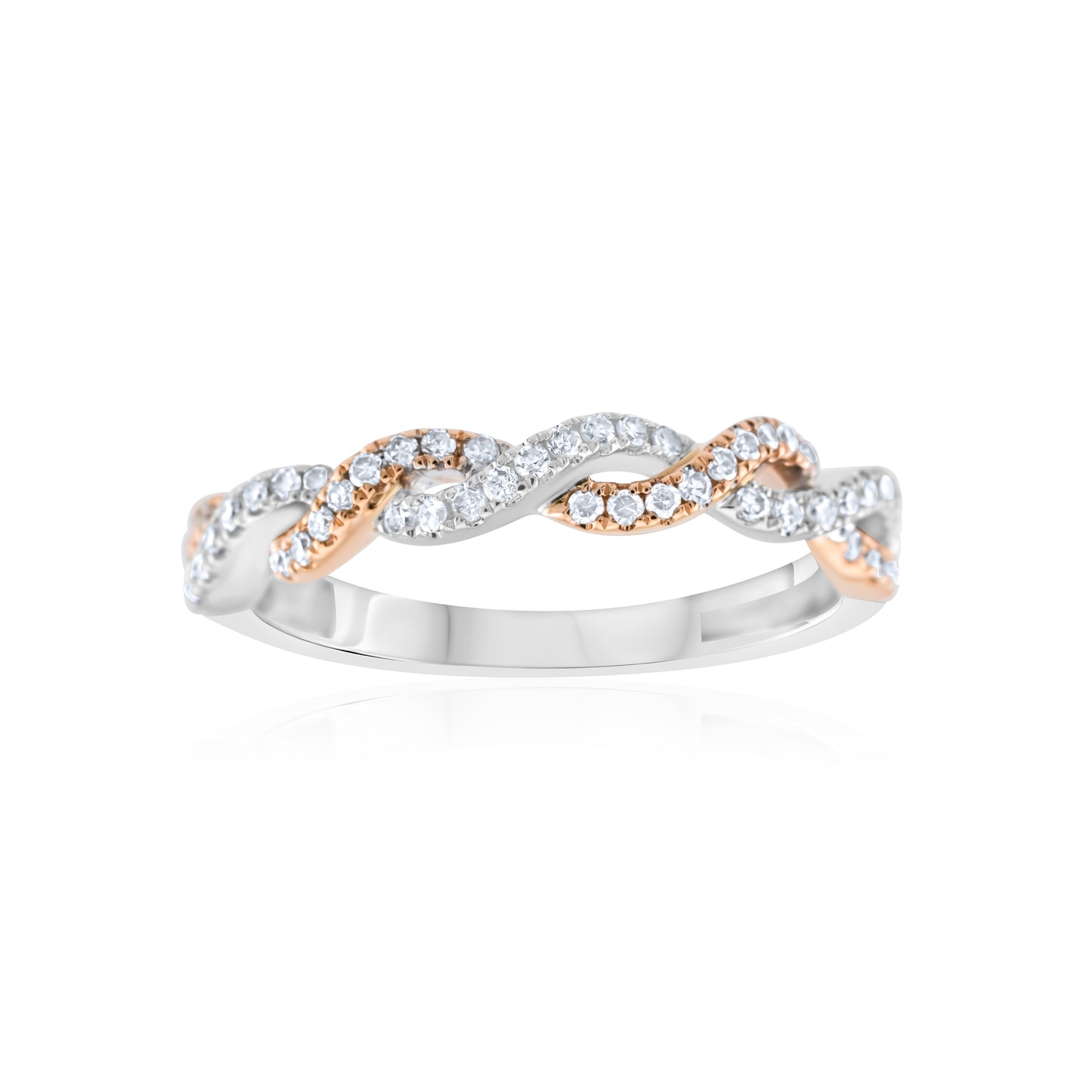 14K Two-Tone Gold Diamond Intertwined Stackable Band ~ ¾ Ct