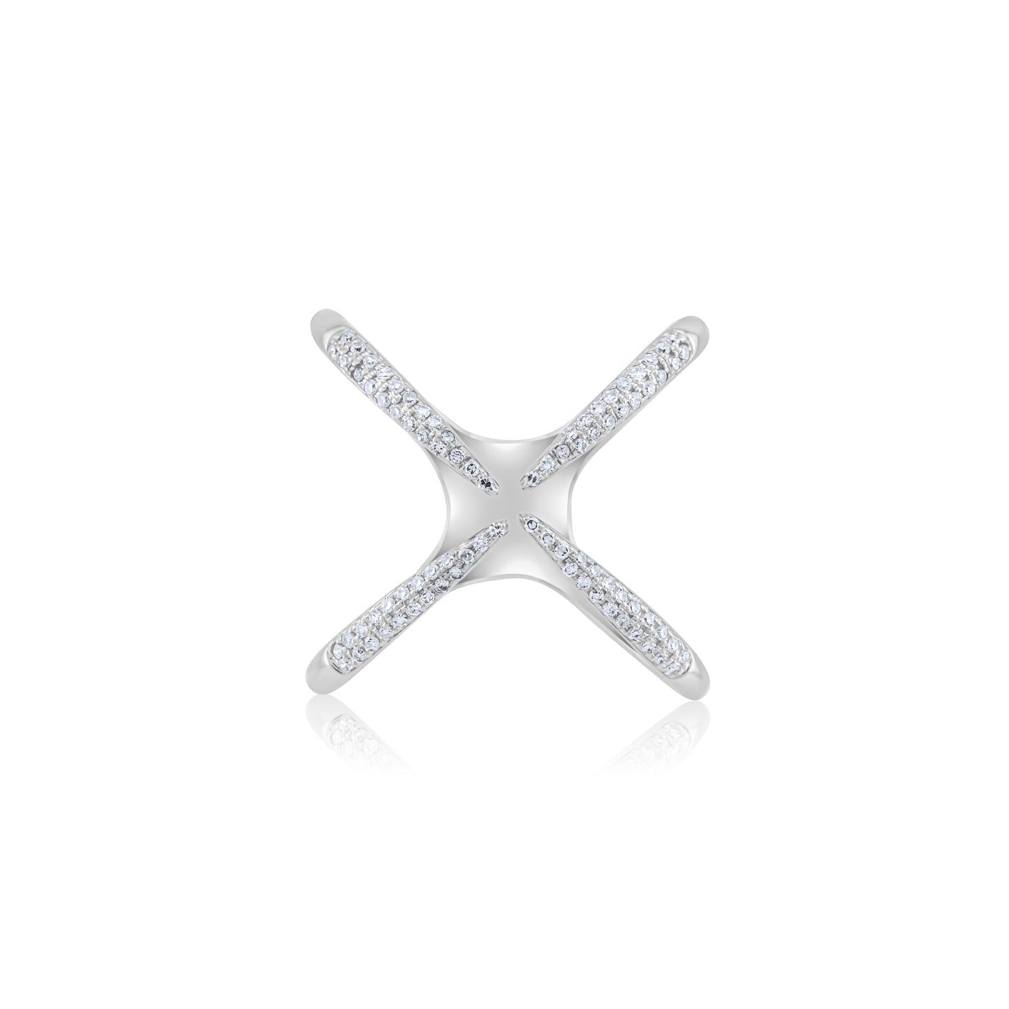 14K White Gold Diamond Open Crossover Ring ~ ½ Ct