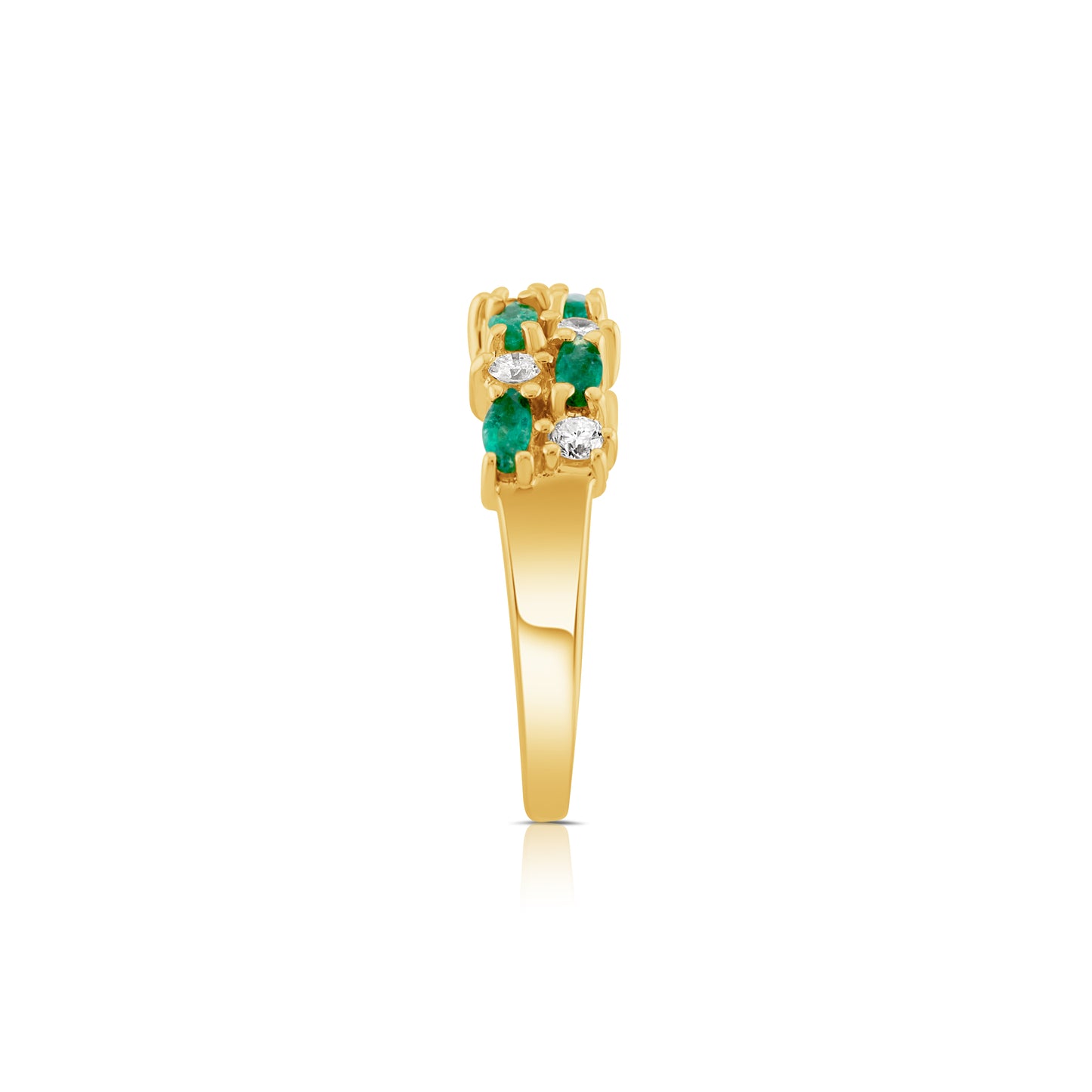14K Yellow Gold Diamond & Emerald Band ~ 1 Ct