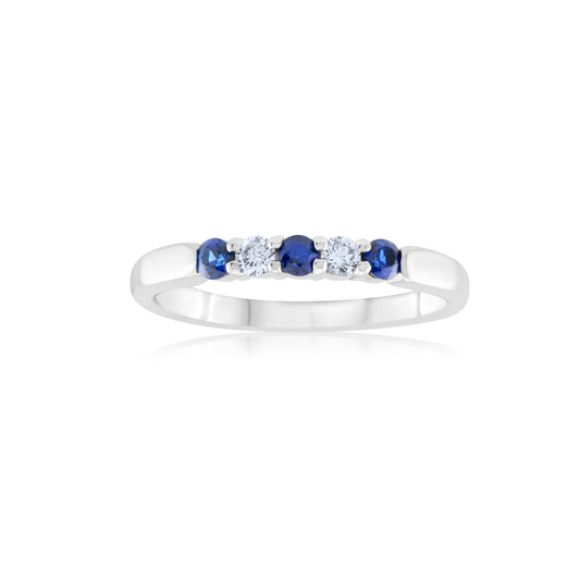 Platinum Diamond & Sapphire Band ~ 1/3 Ct