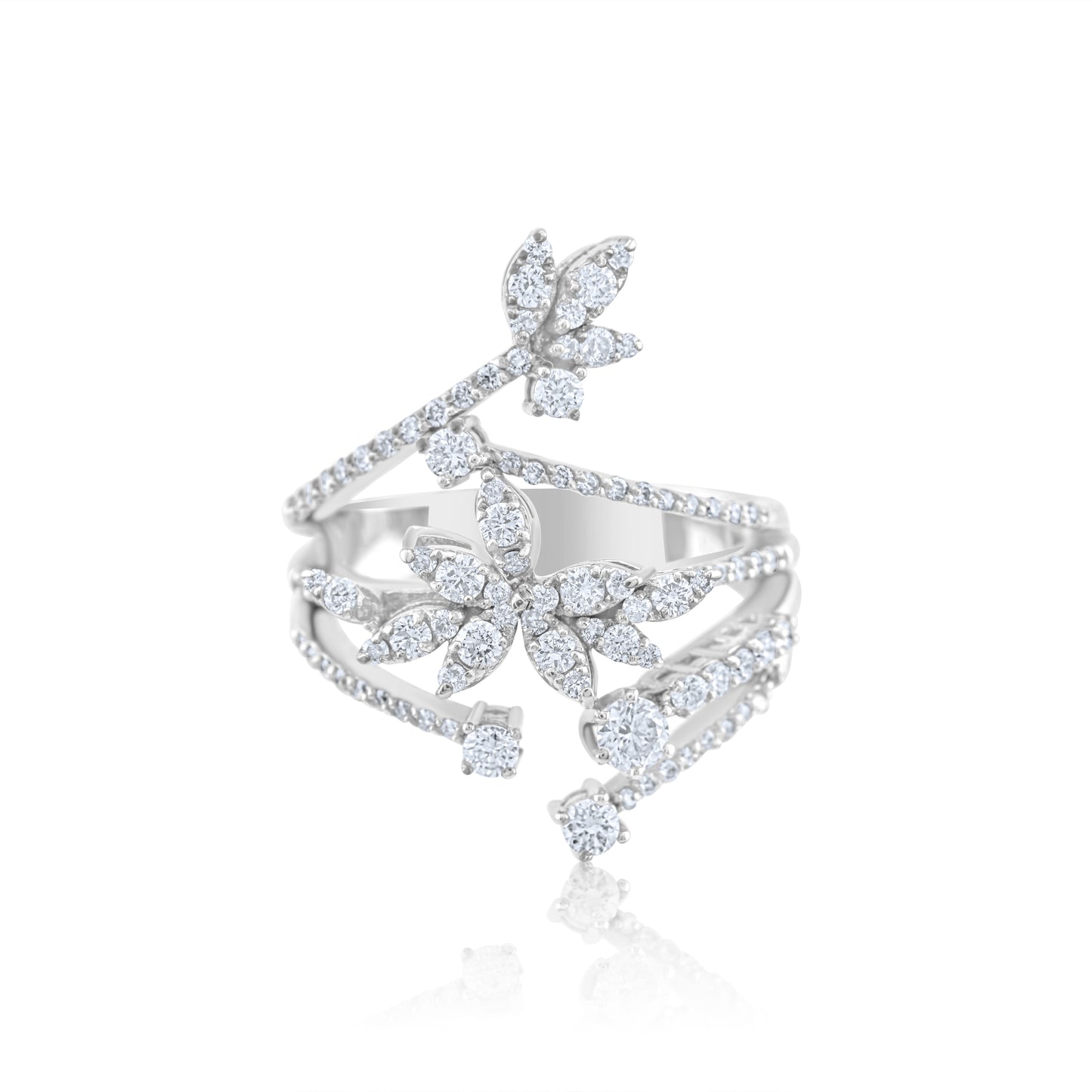 14K White Gold Diamond Cocktail Ring ~ 1 ¼ Ct