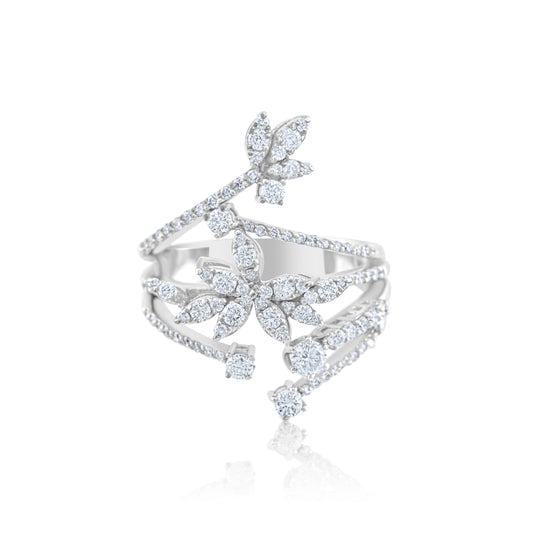 14K White Gold Diamond Cocktail Ring ~ 1 ¼ Ct