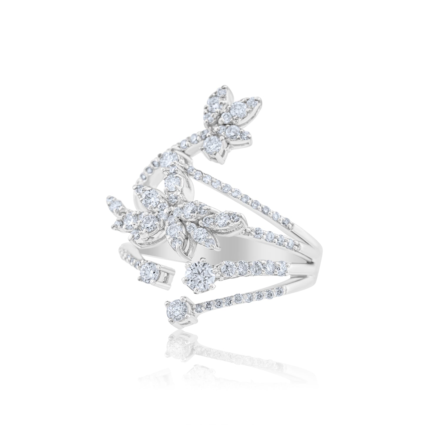14K White Gold Diamond Cocktail Ring ~ 1 ¼ Ct