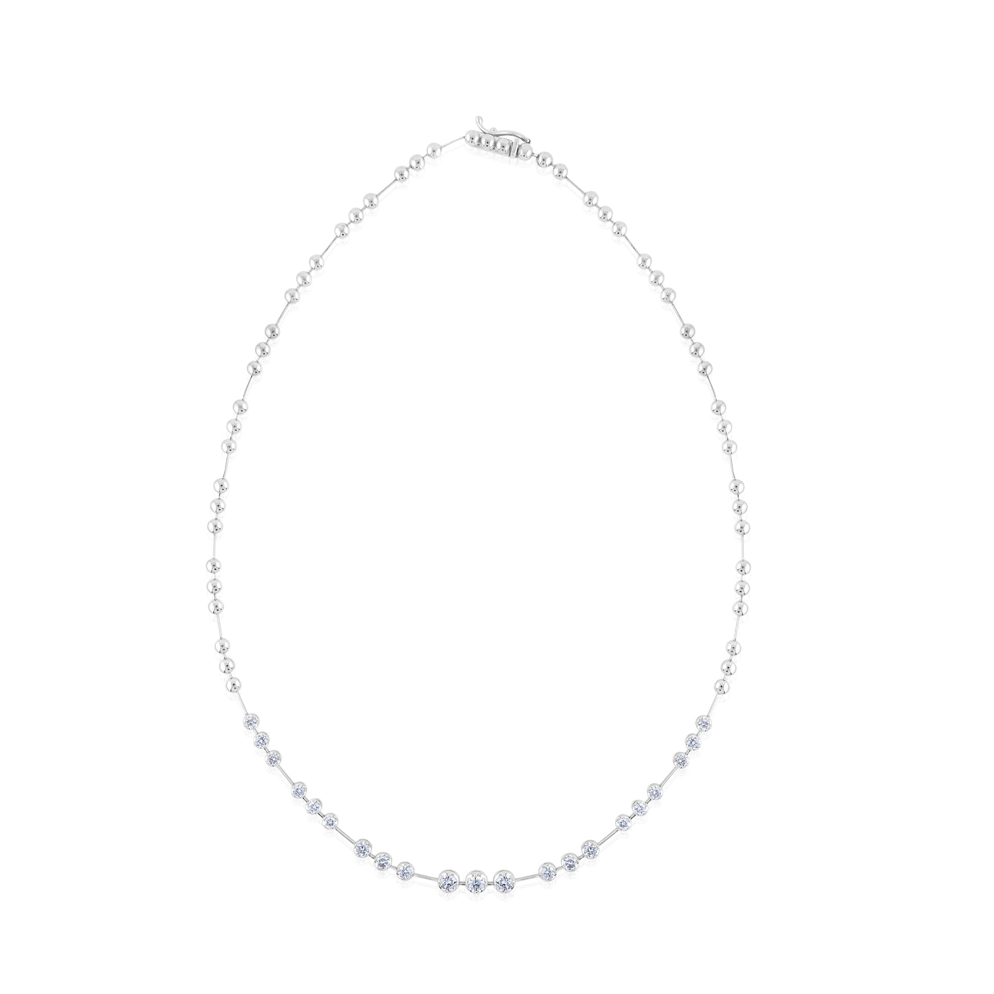 18K White Gold Diamond Station Necklace ~ 4 Ct