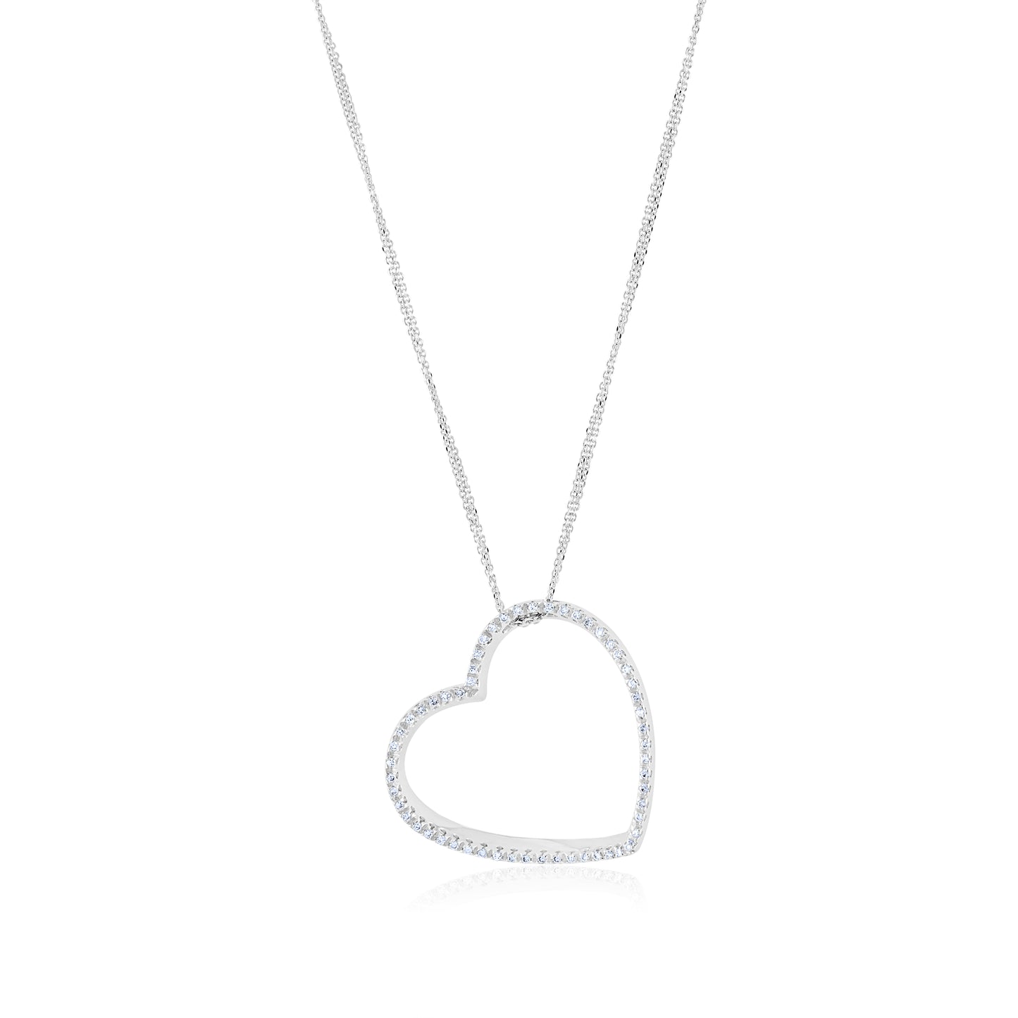 18K White Gold Diamond Heart Necklace ½ Ct