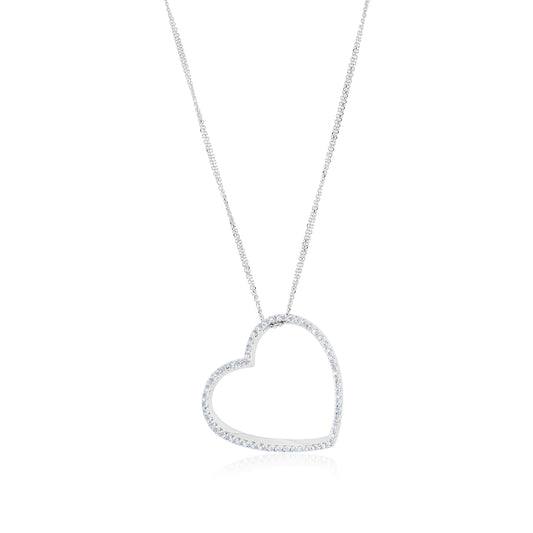 18K White Gold Diamond Heart Necklace ½ Ct