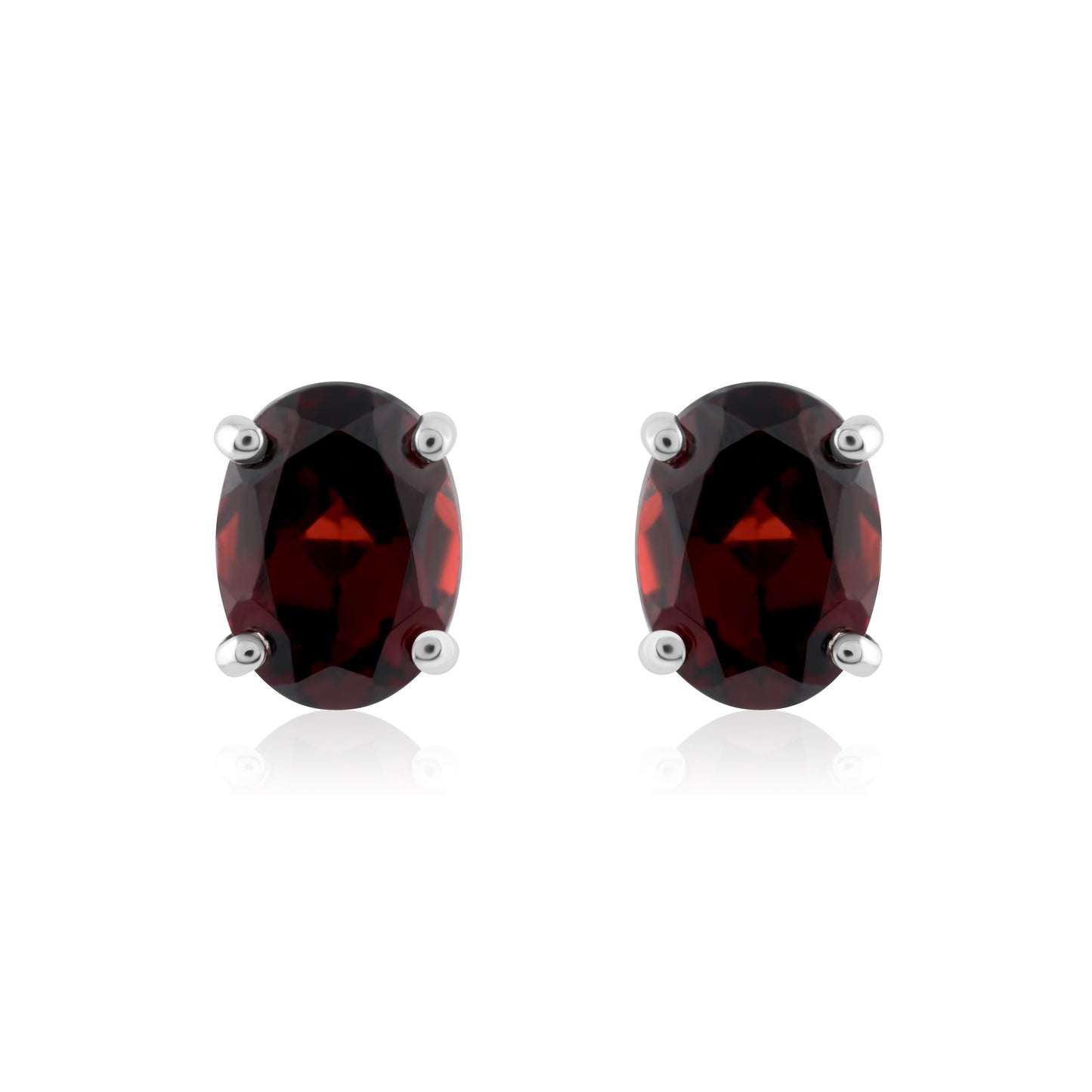14K White Gold Garnet Stud Earrings ~ 3.20 Ct