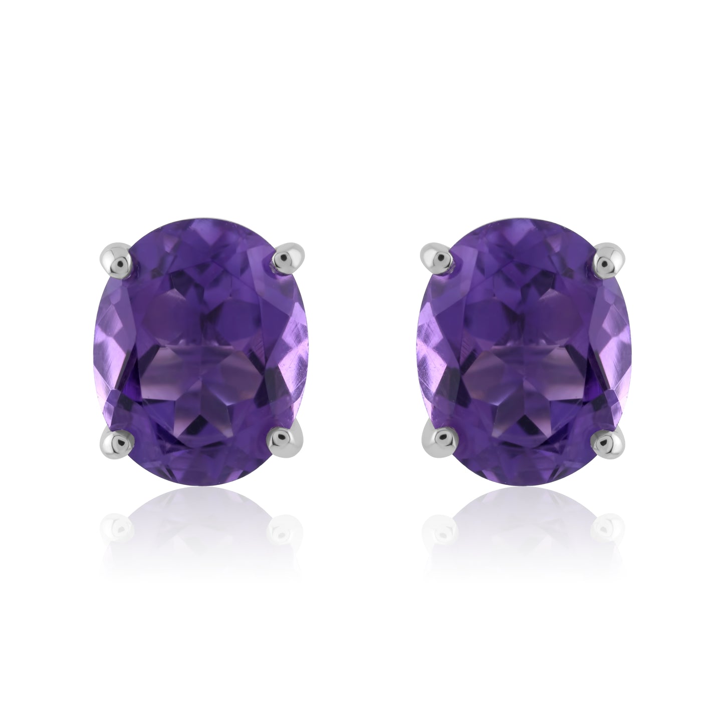 14K White Gold Amethyst Stud Earrings ~ 4½ Ct