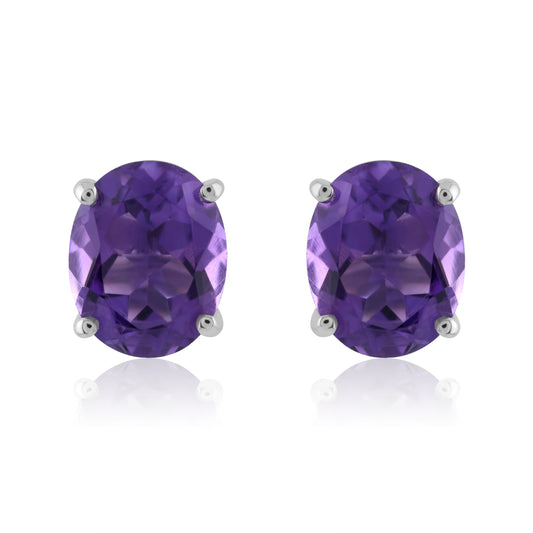 14K White Gold Amethyst Stud Earrings ~ 4½ Ct
