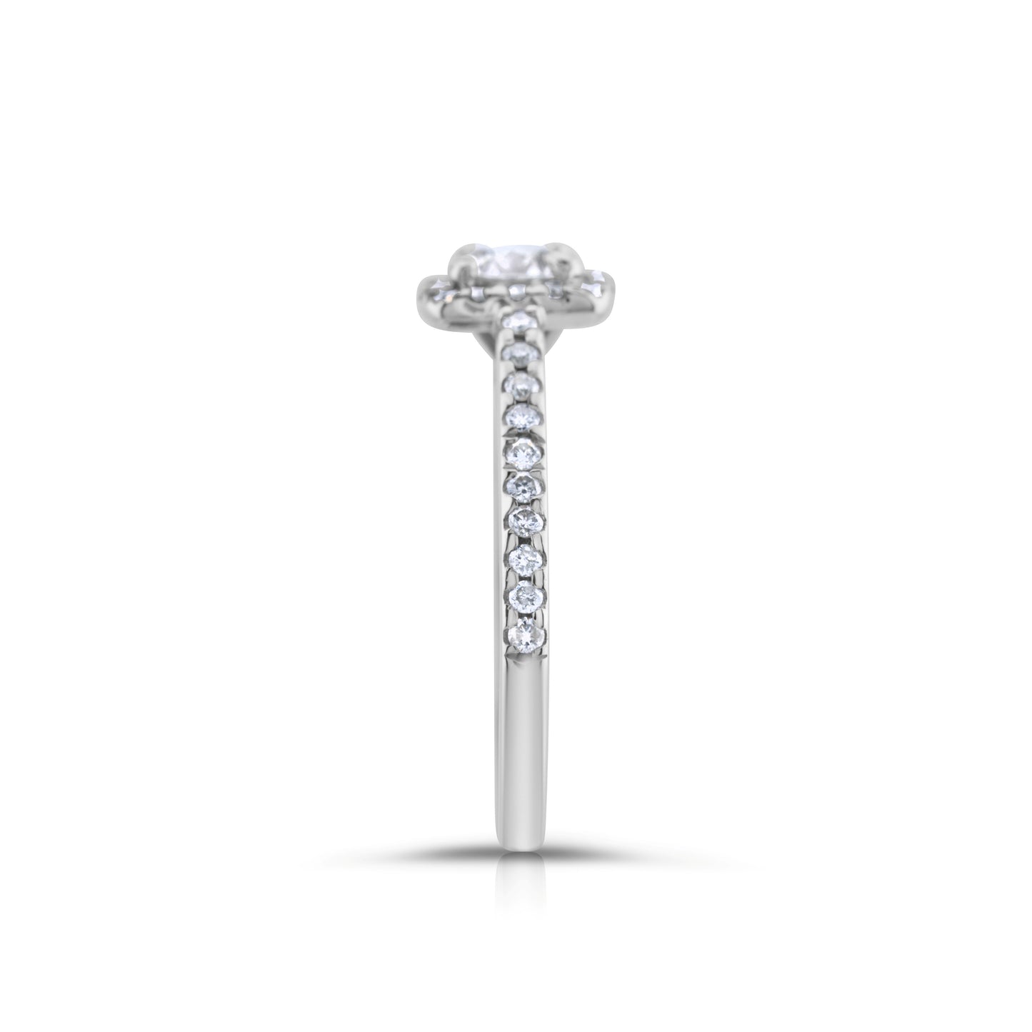 14K White Gold Round Diamond Halo Engagement Ring ~ 1.05 Ct