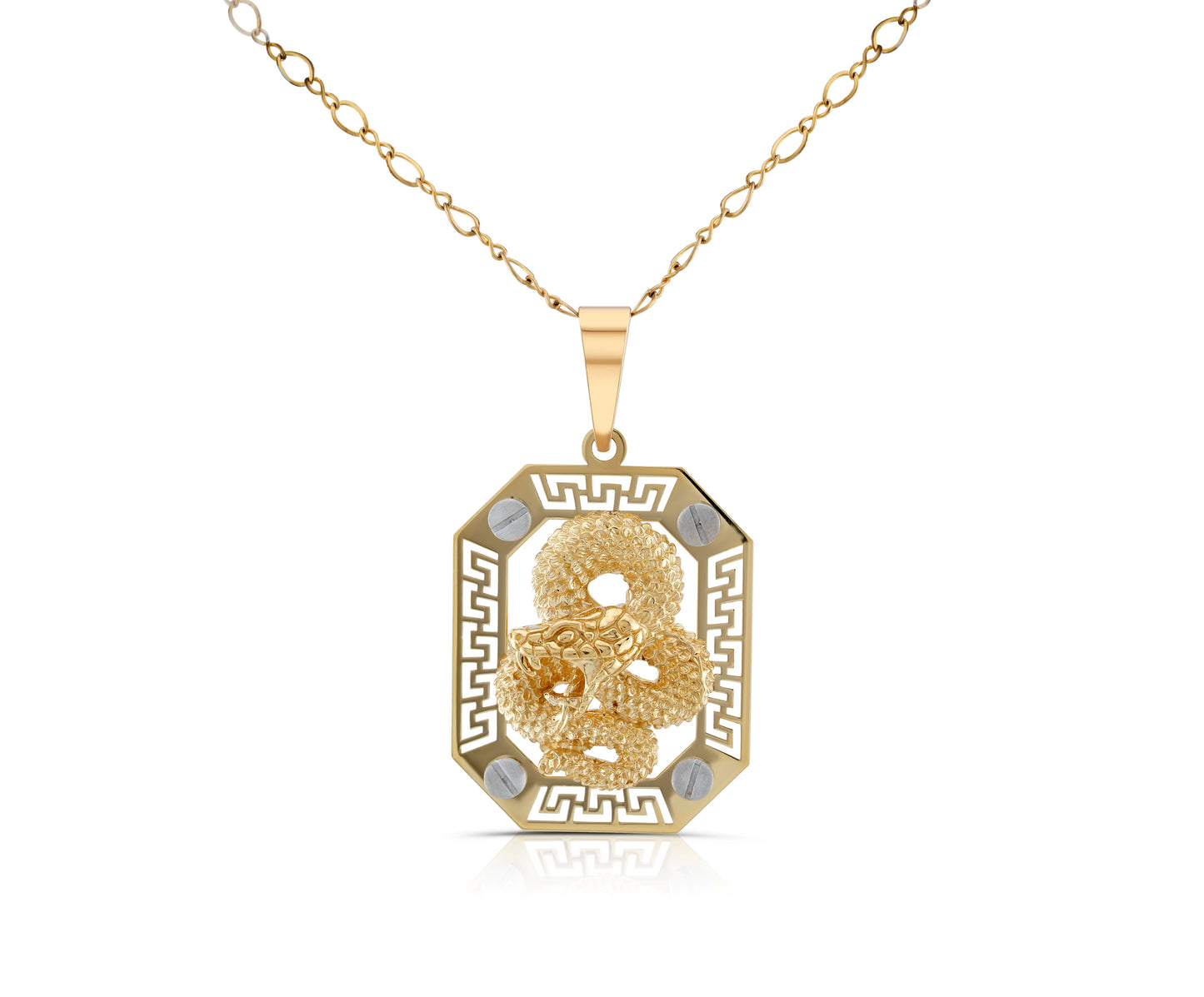14K Two-Tone Gold Snake Pendant