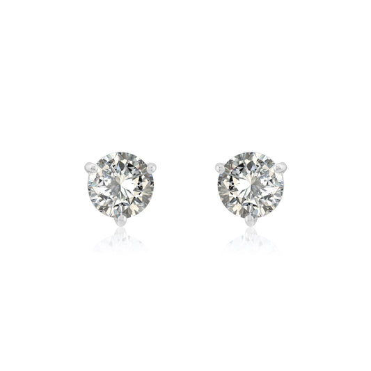 14K White Gold Lab Diamond Martini Cup Stud Earrings 4.01 Ct