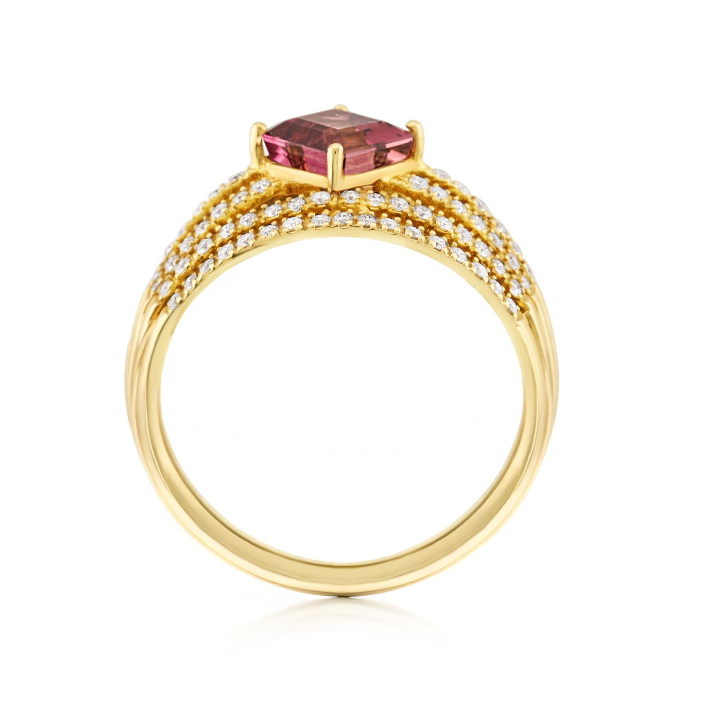 14K Yellow Gold Tourmaline & Diamond Statement Ring ~ 2.50 Ct