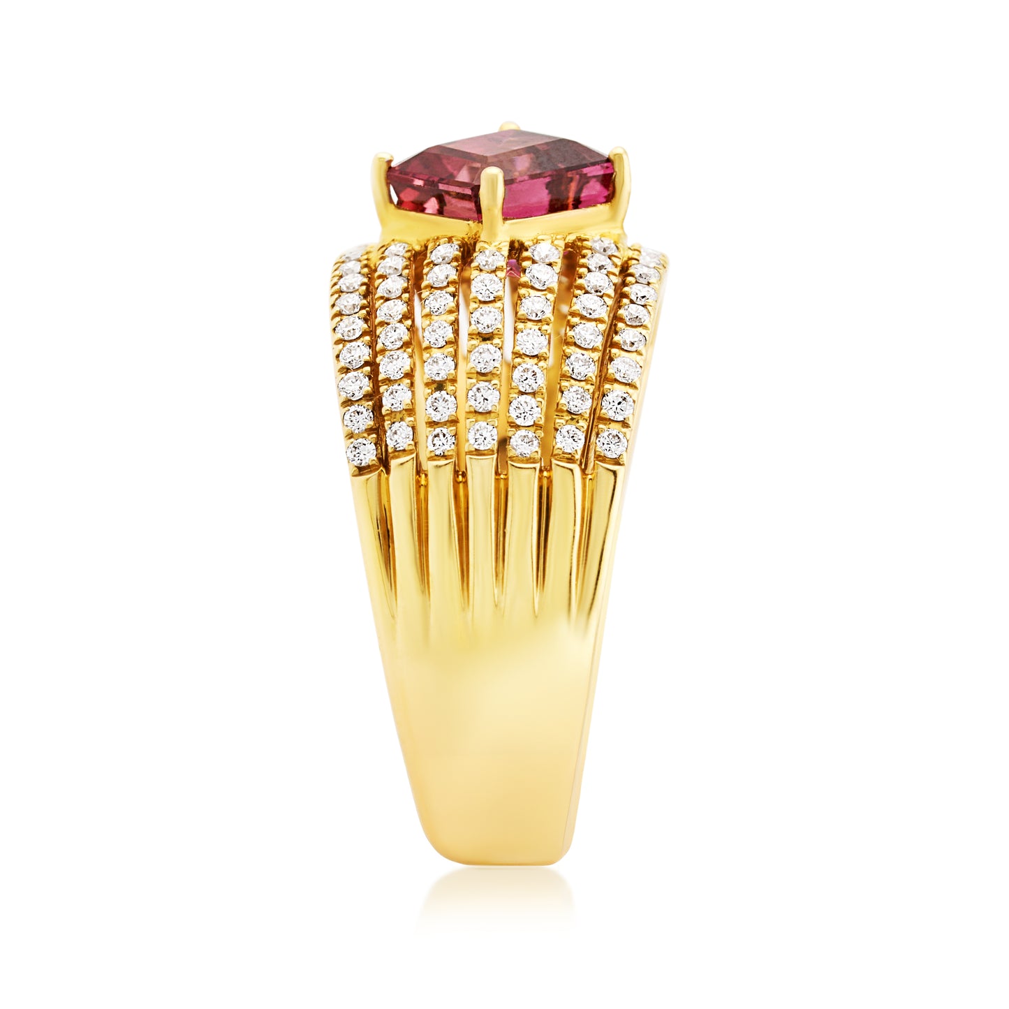 14K Yellow Gold Tourmaline & Diamond Statement Ring ~ 2.50 Ct
