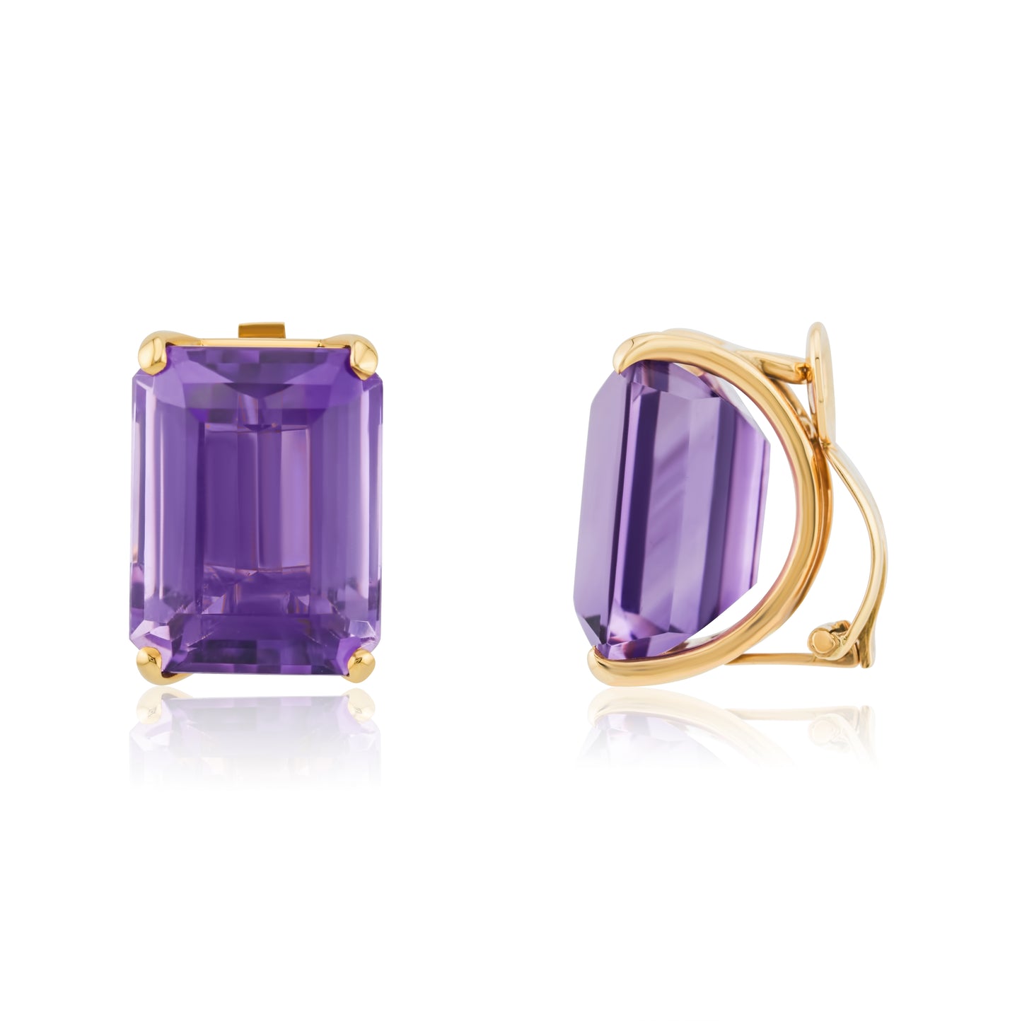 14K Yellow Amethyst French Clasp Earrings 30 Ct