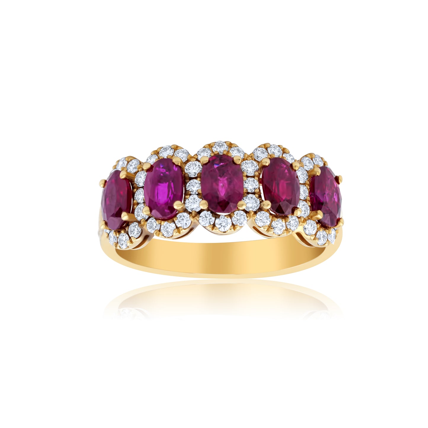 14K Yellow Gold Diamond & Ruby Men’s Ring ~ 5 Ct