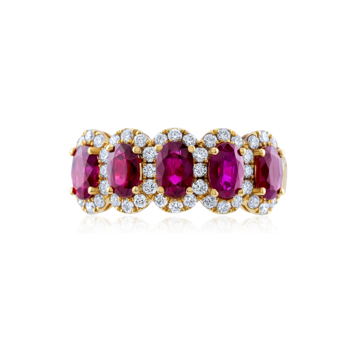 14K Yellow Gold Diamond & Ruby Men’s Ring ~ 5 Ct