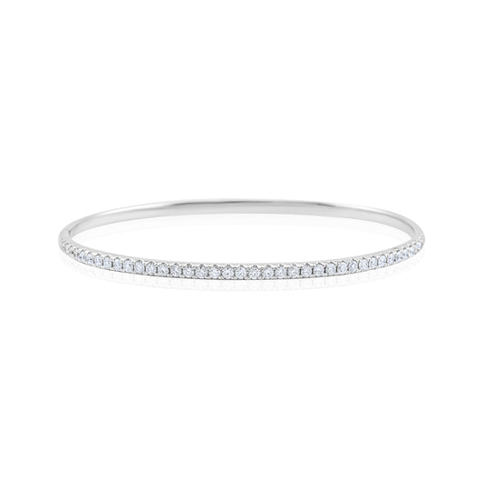 14K White Gold Diamond Bangle ~ 1 ¼ Ct