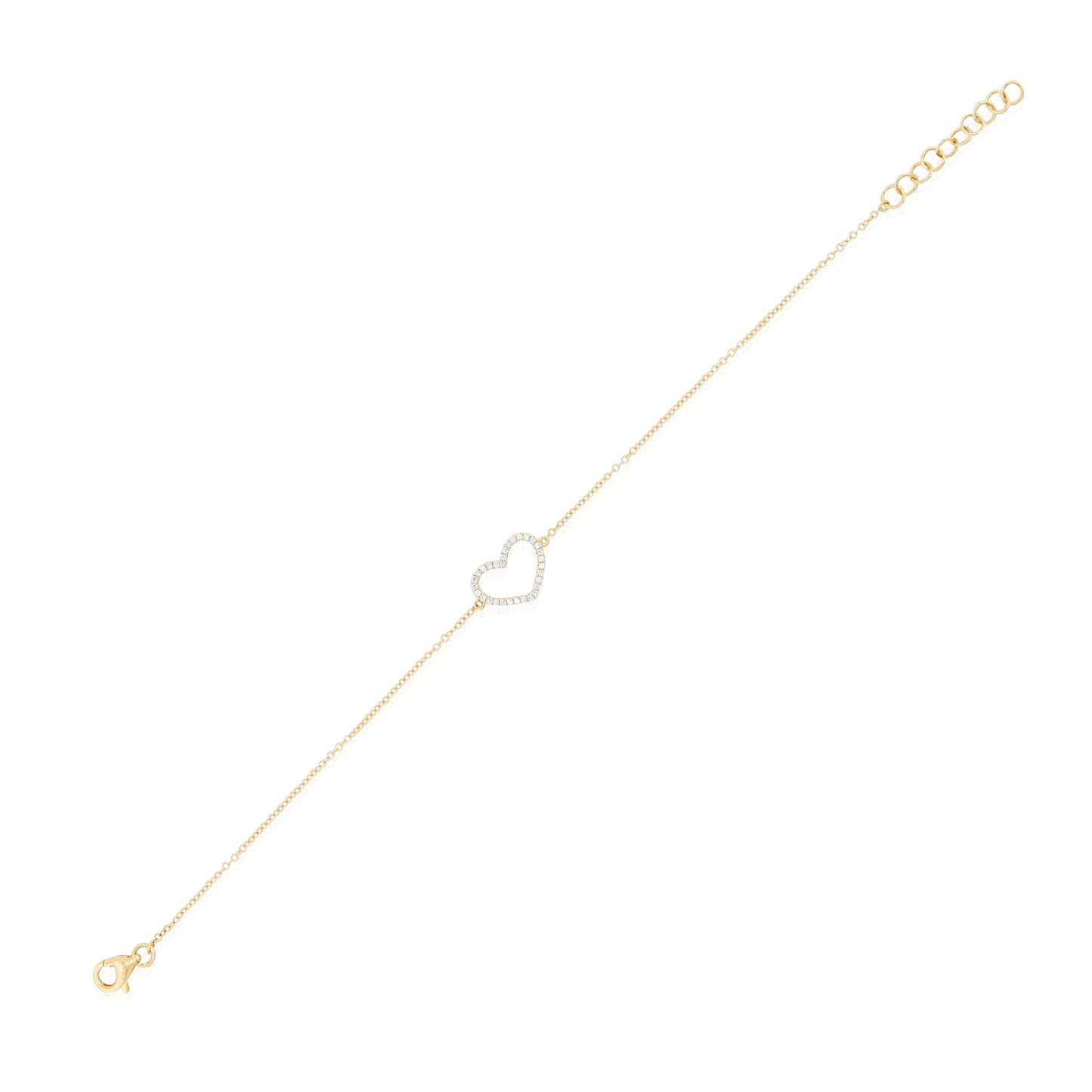 14K Yellow Gold Diamond Heart Bracelet ~ 1/3 Ct