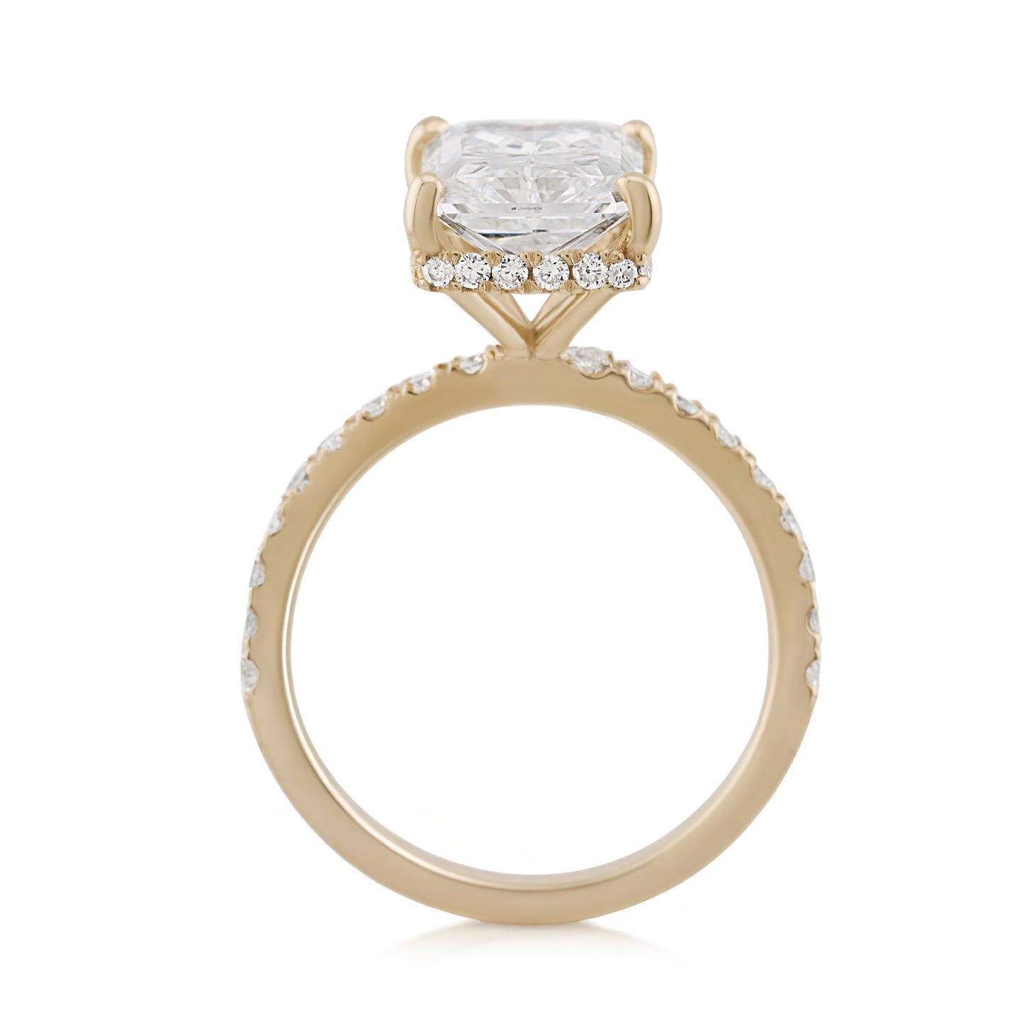 14K Yellow Gold Hidden Halo Lab Diamond Engagement Ring ~ 4.50 Ct