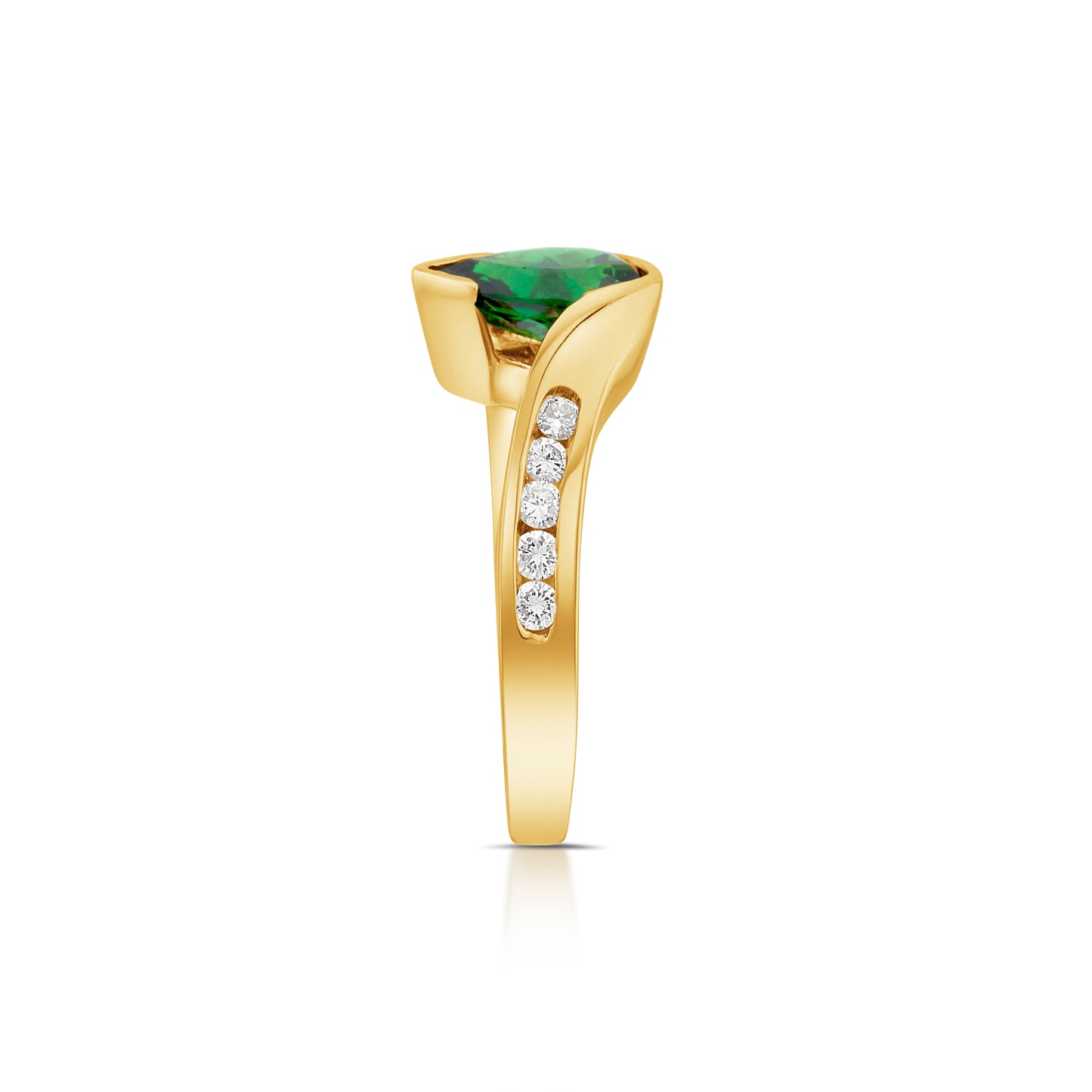 14K Yellow Gold Diamond & Tsavorite Bypass Ring 1 ½ Ct