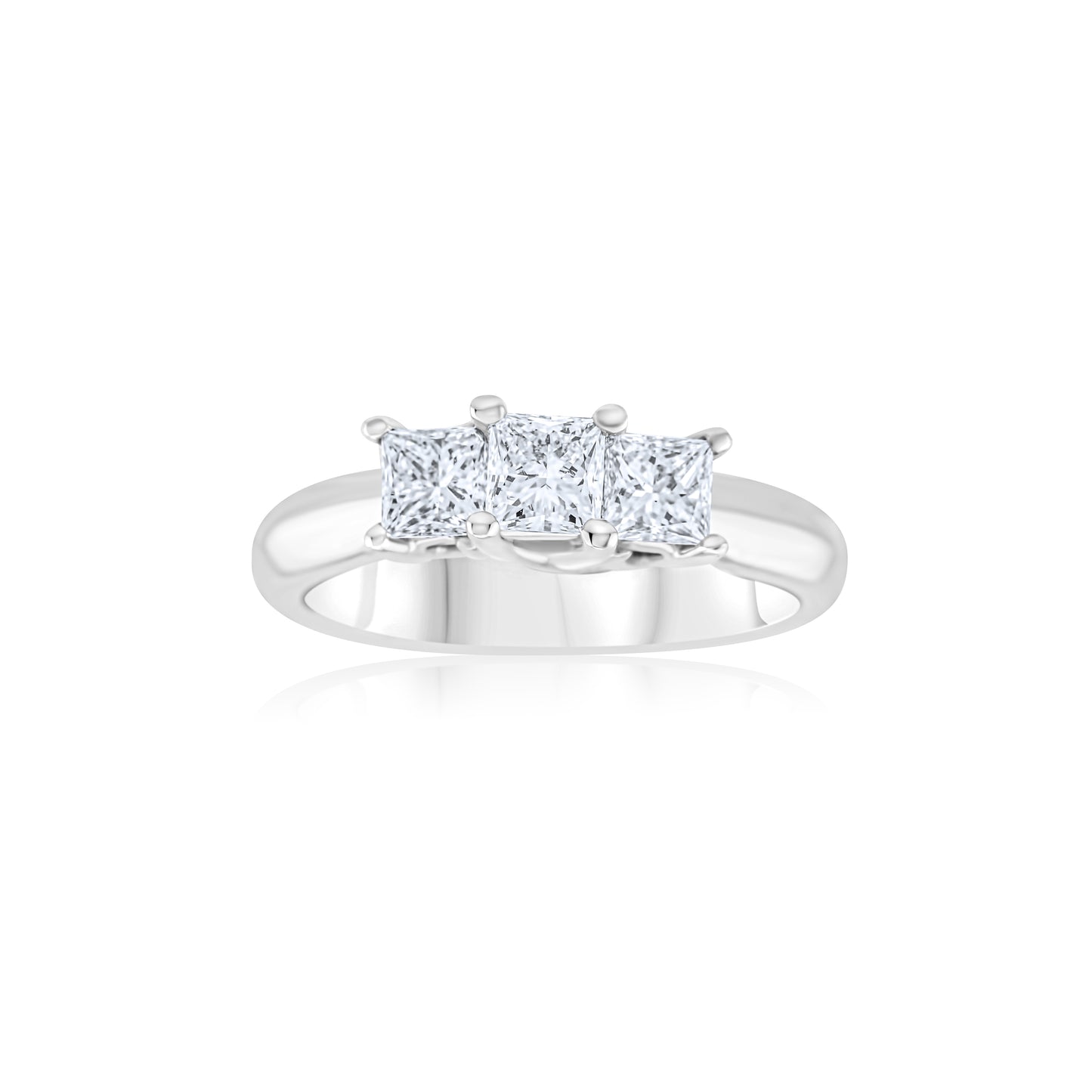 18K White Gold & Platinum Three-Stone Diamond Engagement Ring 1.01 Ct