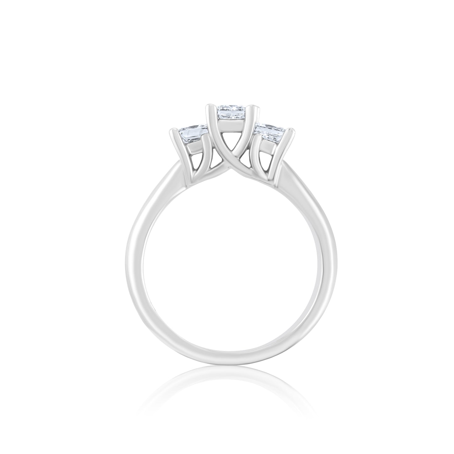 18K White Gold & Platinum Three-Stone Diamond Engagement Ring 1.01 Ct