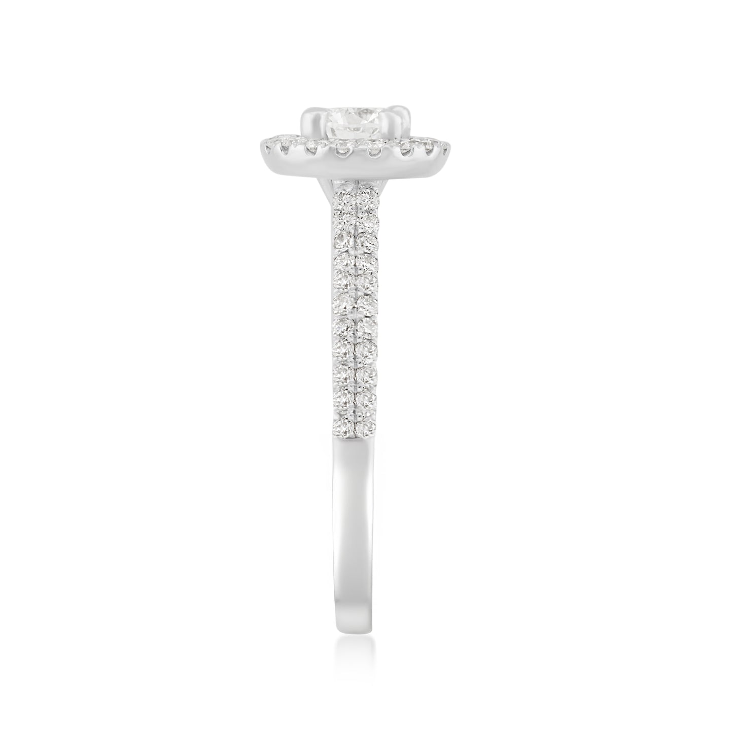 18K White Gold Diamond Halo Engagement Ring 2.03 Ct