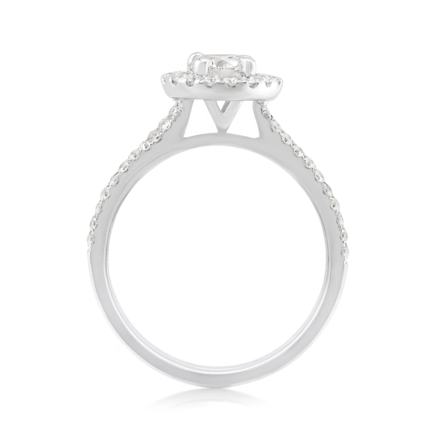 18K White Gold Diamond Halo Engagement Ring 2.03 Ct