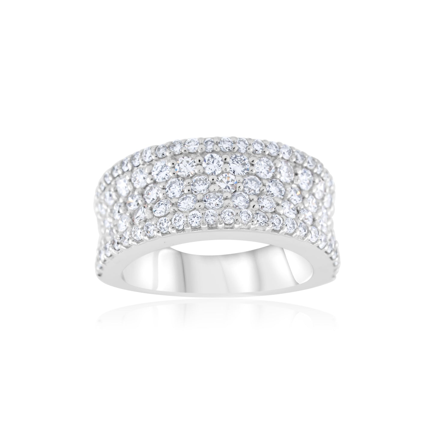 14K White Gold Diamond Wide Band 2.10 Ct