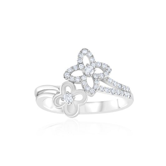 14K White Gold Diamond Bypass Fashion Ring 1/3 Ct