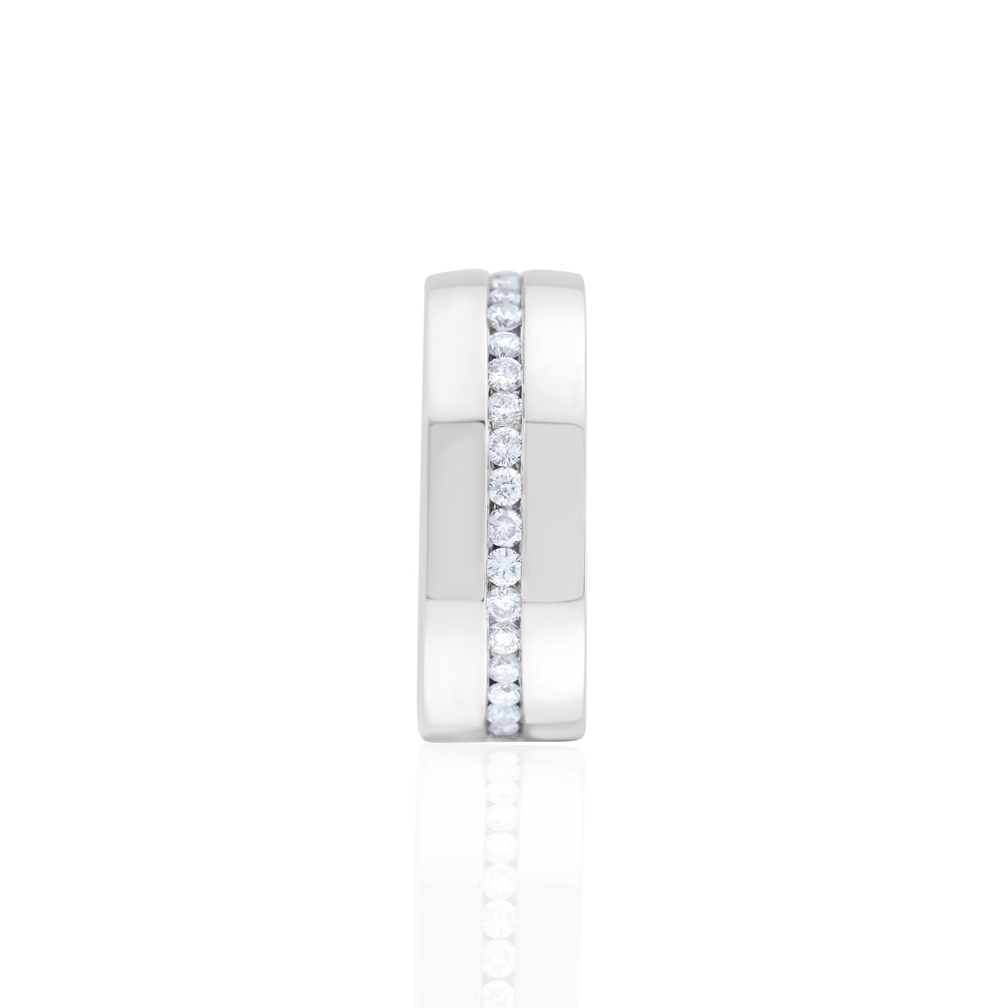 14K White Gold Diamond Eternity Men’s Band 1.55 Ct