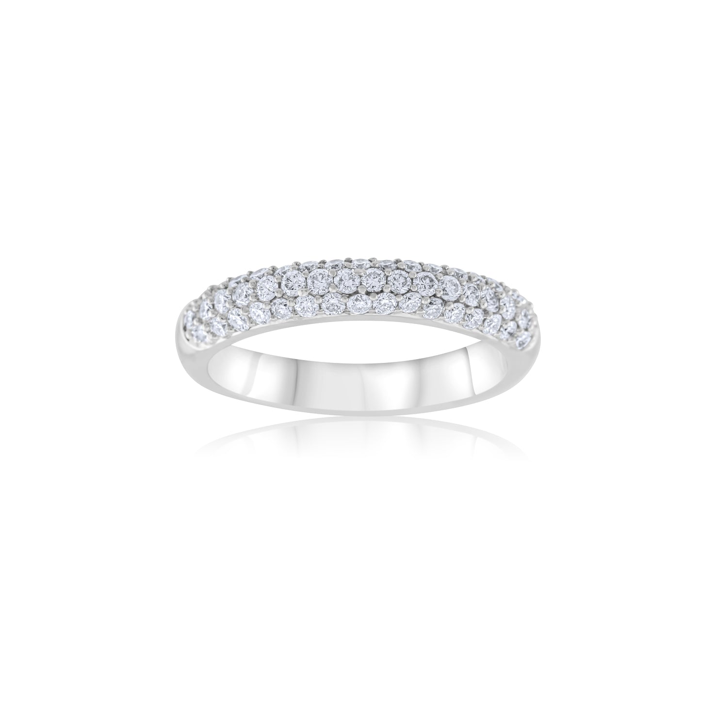 14K White Gold Diamond Three-Row Pavé Band ~ 2/3 Ct