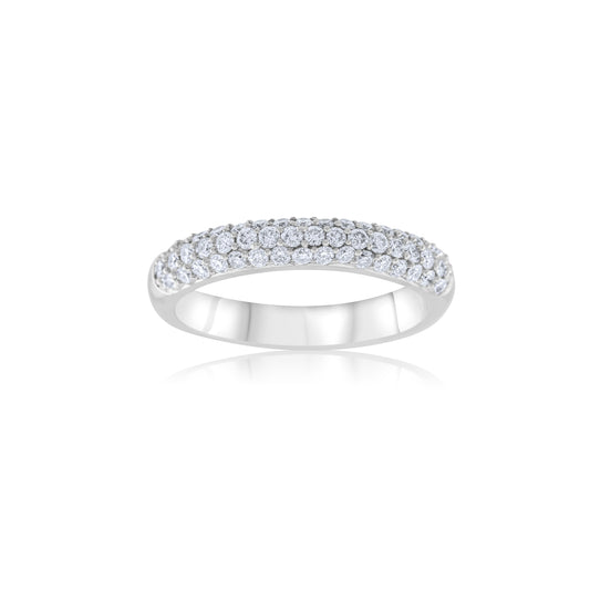 14K White Gold Diamond Three-Row Pavé Band ~ 2/3 Ct