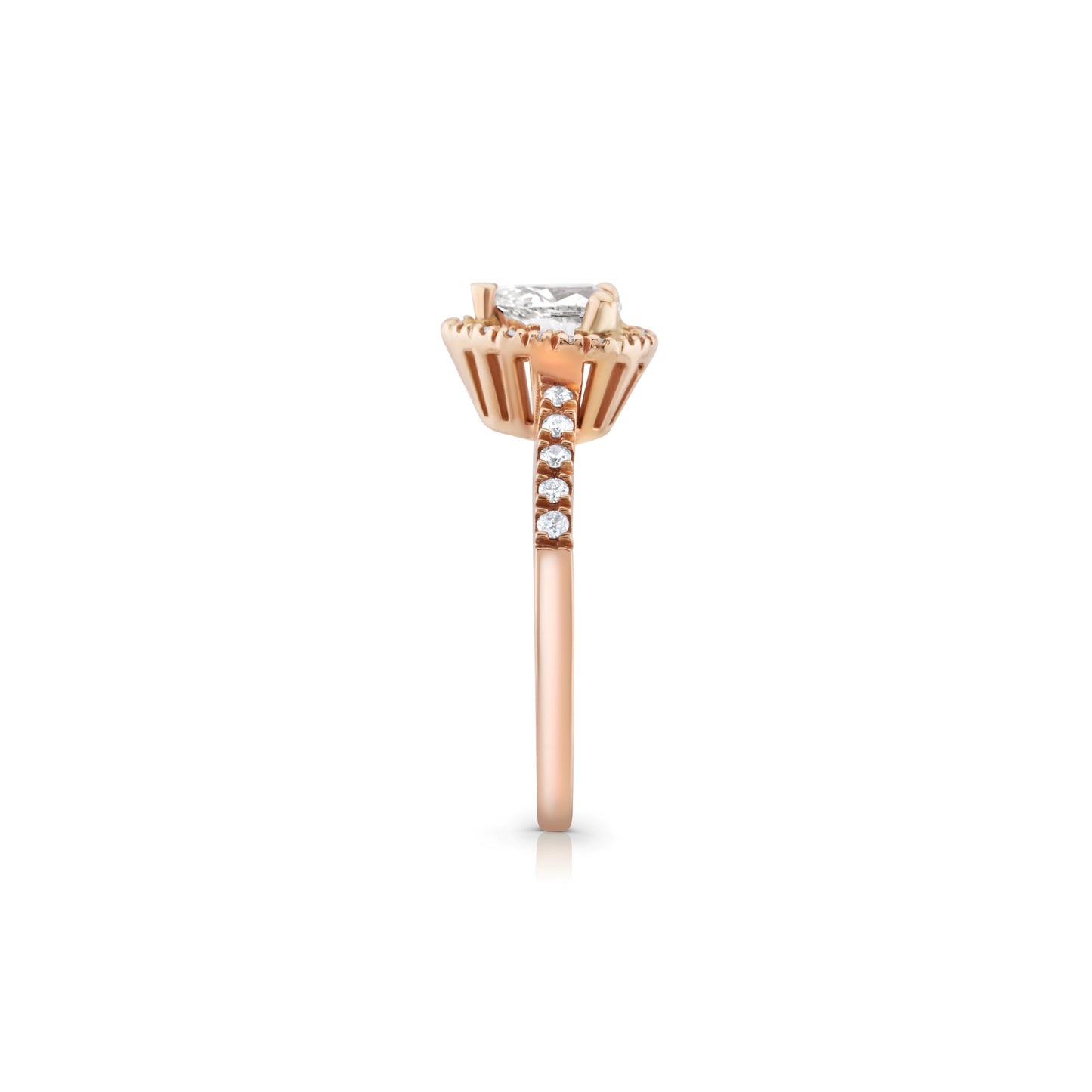 14K Rose Gold Halo Pear Shape Diamond Engagement Ring ~ ¾ Ct