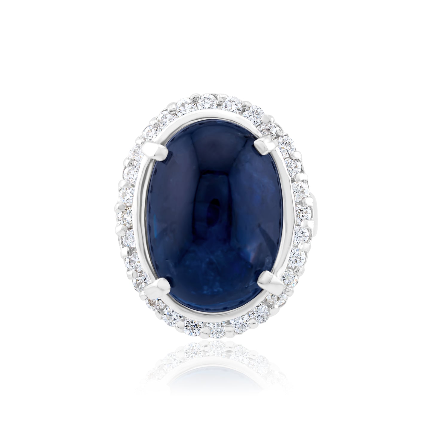 14K White Gold Diamond & Sapphire Halo Statement Dome Ring ~ 9 Ct