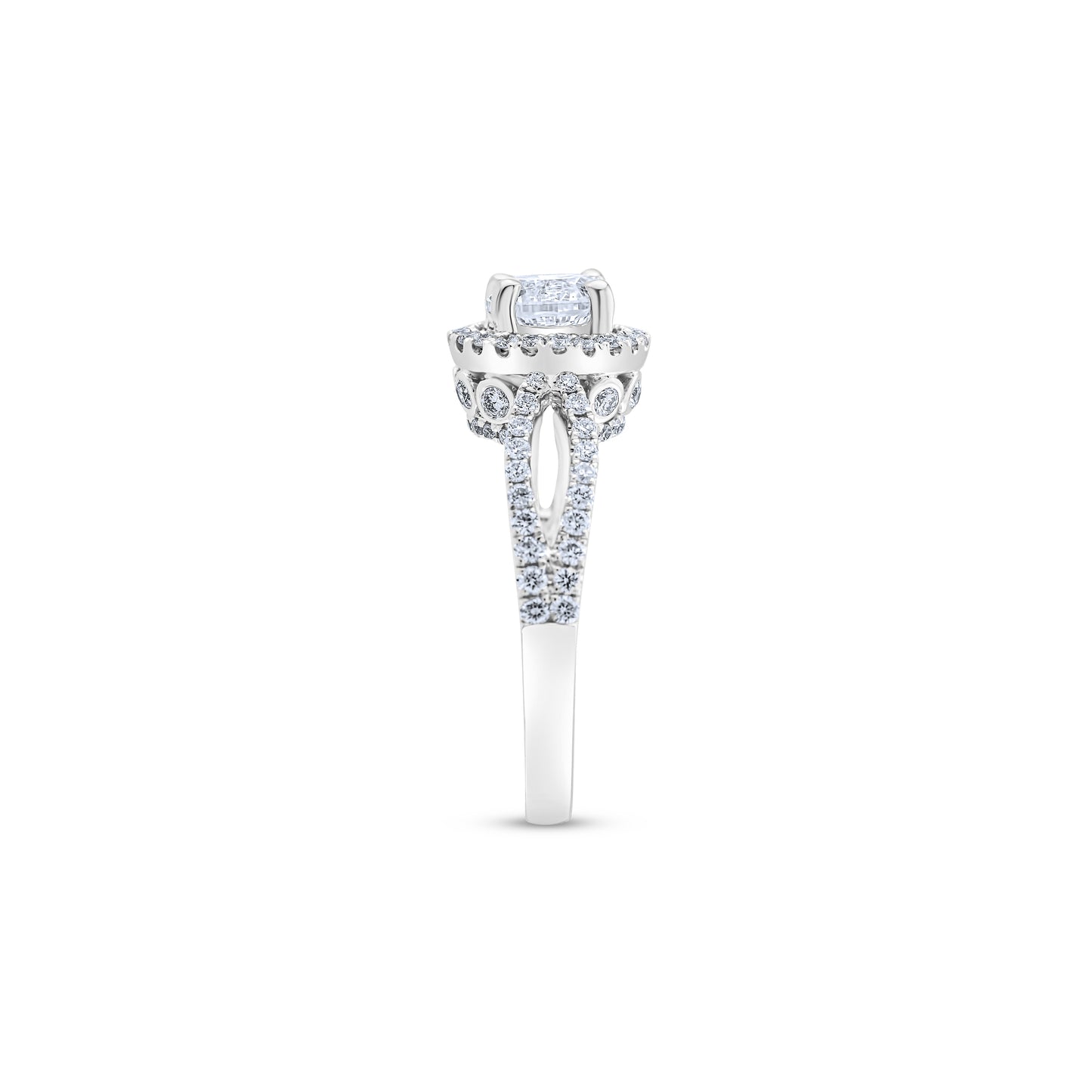 14K White Gold Diamond Halo Solitaire 1 2/3 Ct