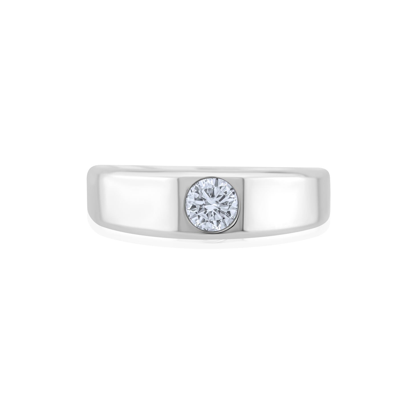 14K White Gold Single Diamond Men’s Band ½ Ct