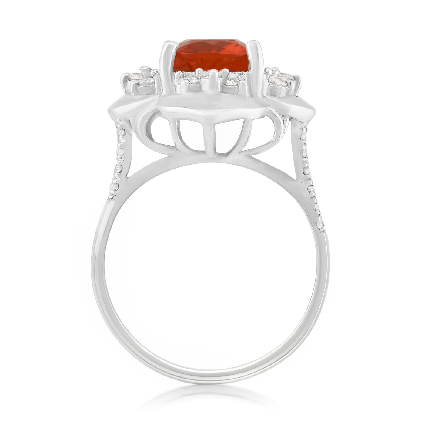 14K White Gold Opal & Diamond Fashion Ring 2.20 Ct