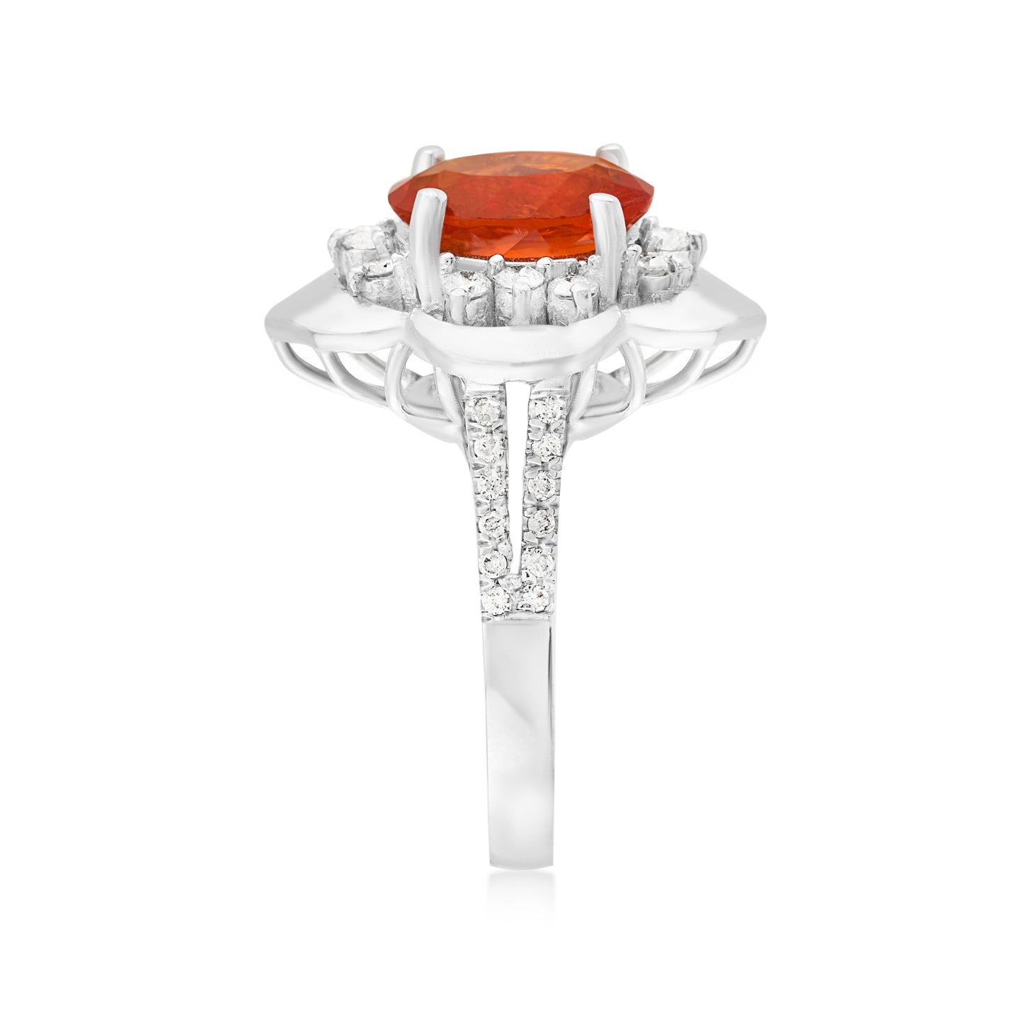 14K White Gold Opal & Diamond Fashion Ring 2.20 Ct