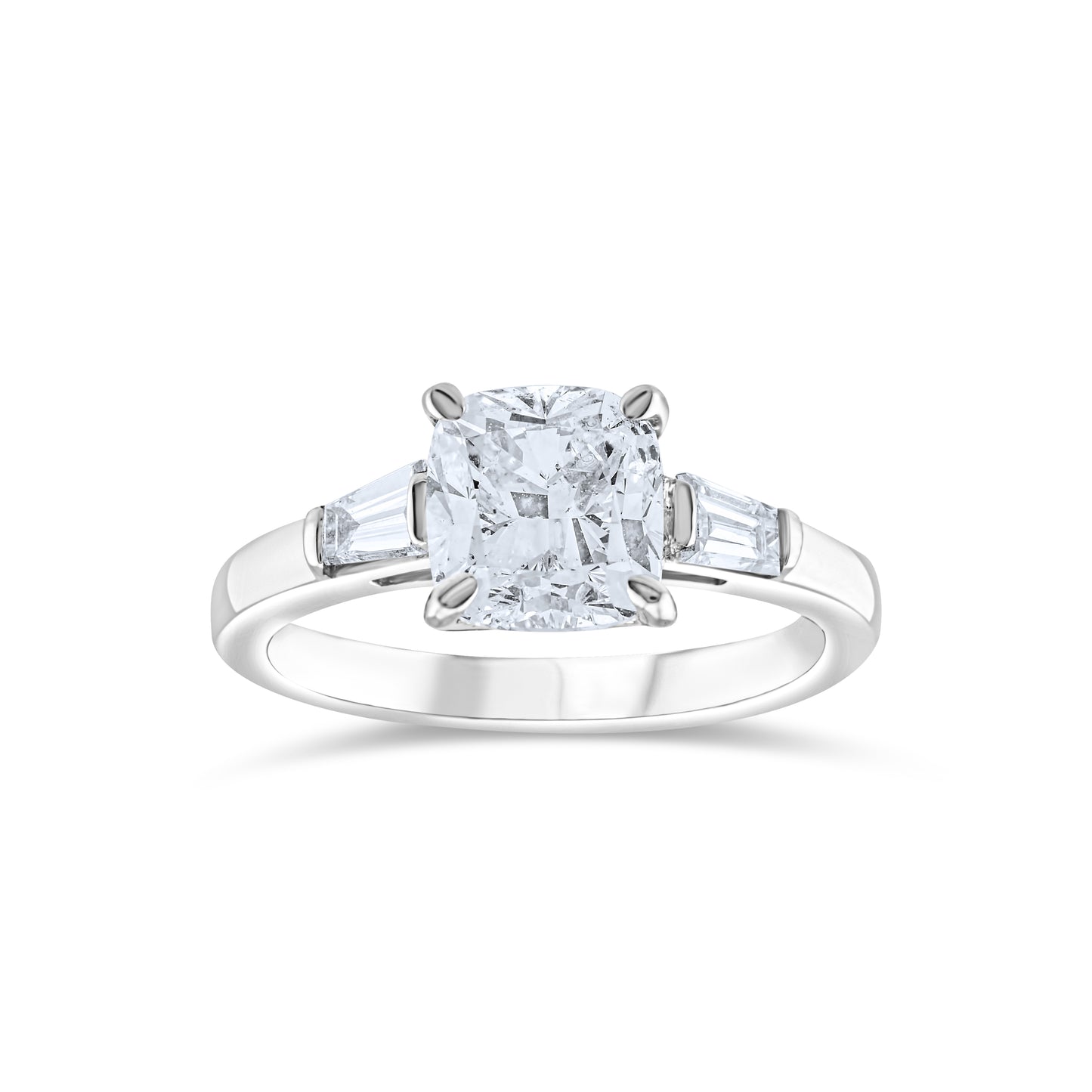 14K White Gold Diamond Three-Stone Engagement Ring ~ 2.50 Ct
