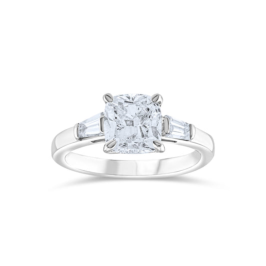 14K White Gold Diamond Three-Stone Engagement Ring ~ 2.50 Ct