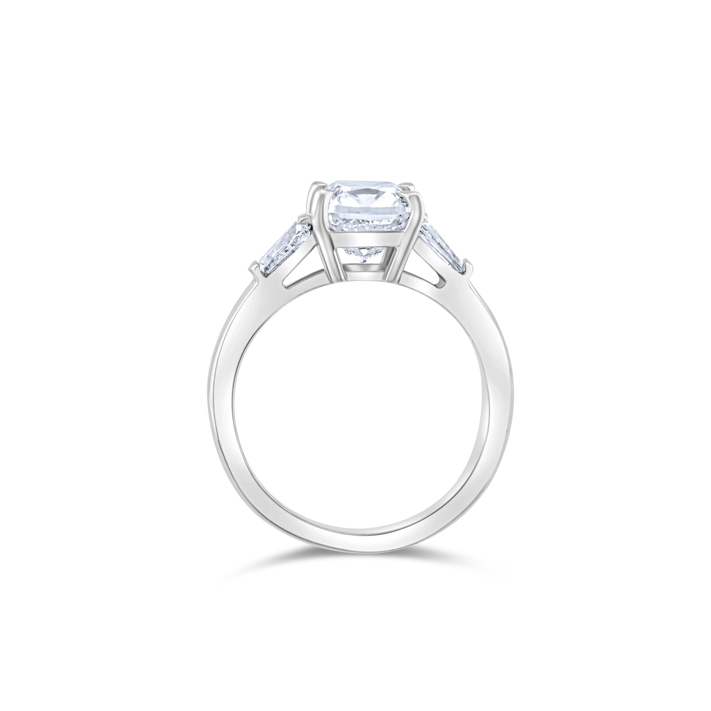 14K White Gold Diamond Three-Stone Engagement Ring ~ 2.50 Ct