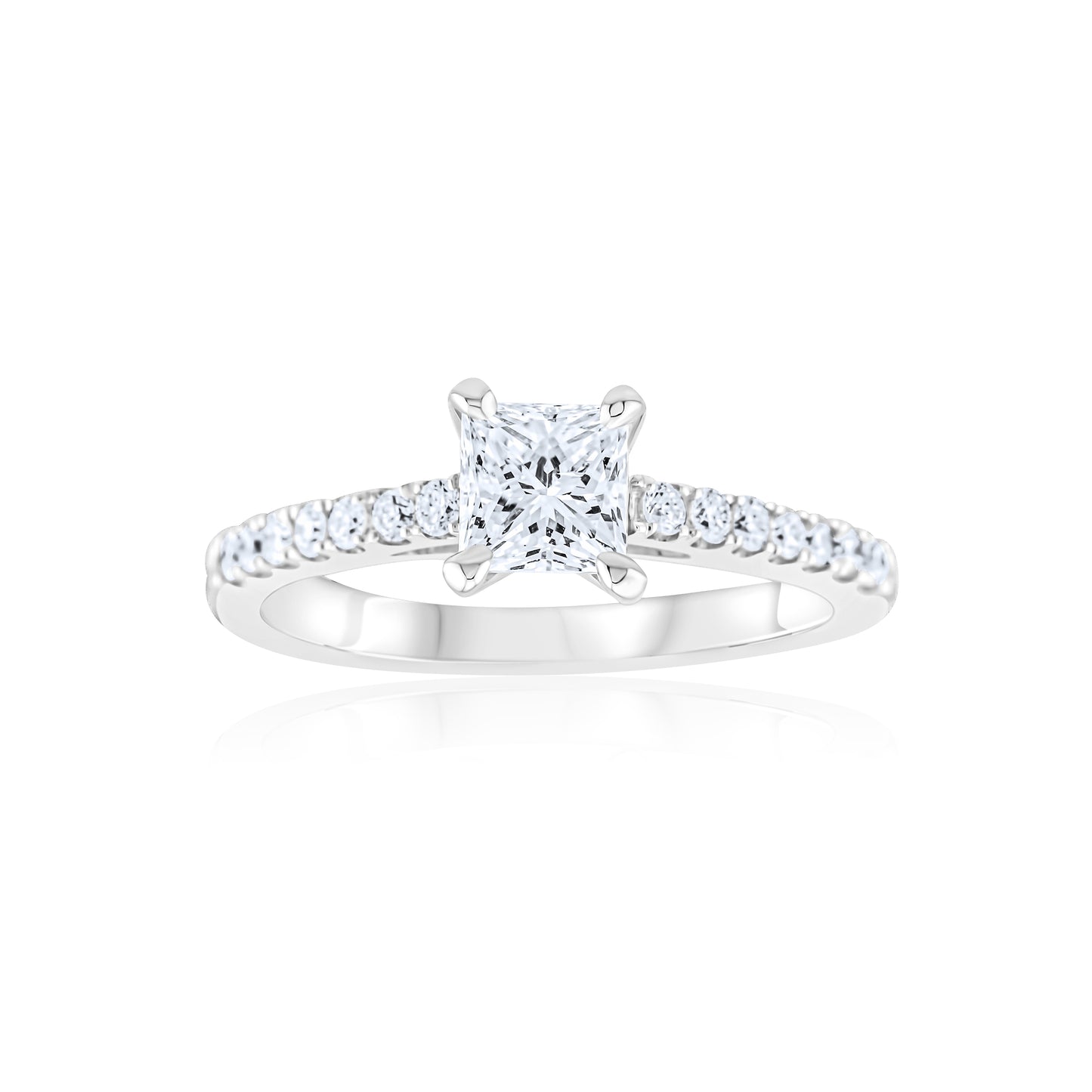 14K White Gold Princess Cut Diamond Engagement Ring 1 Ct