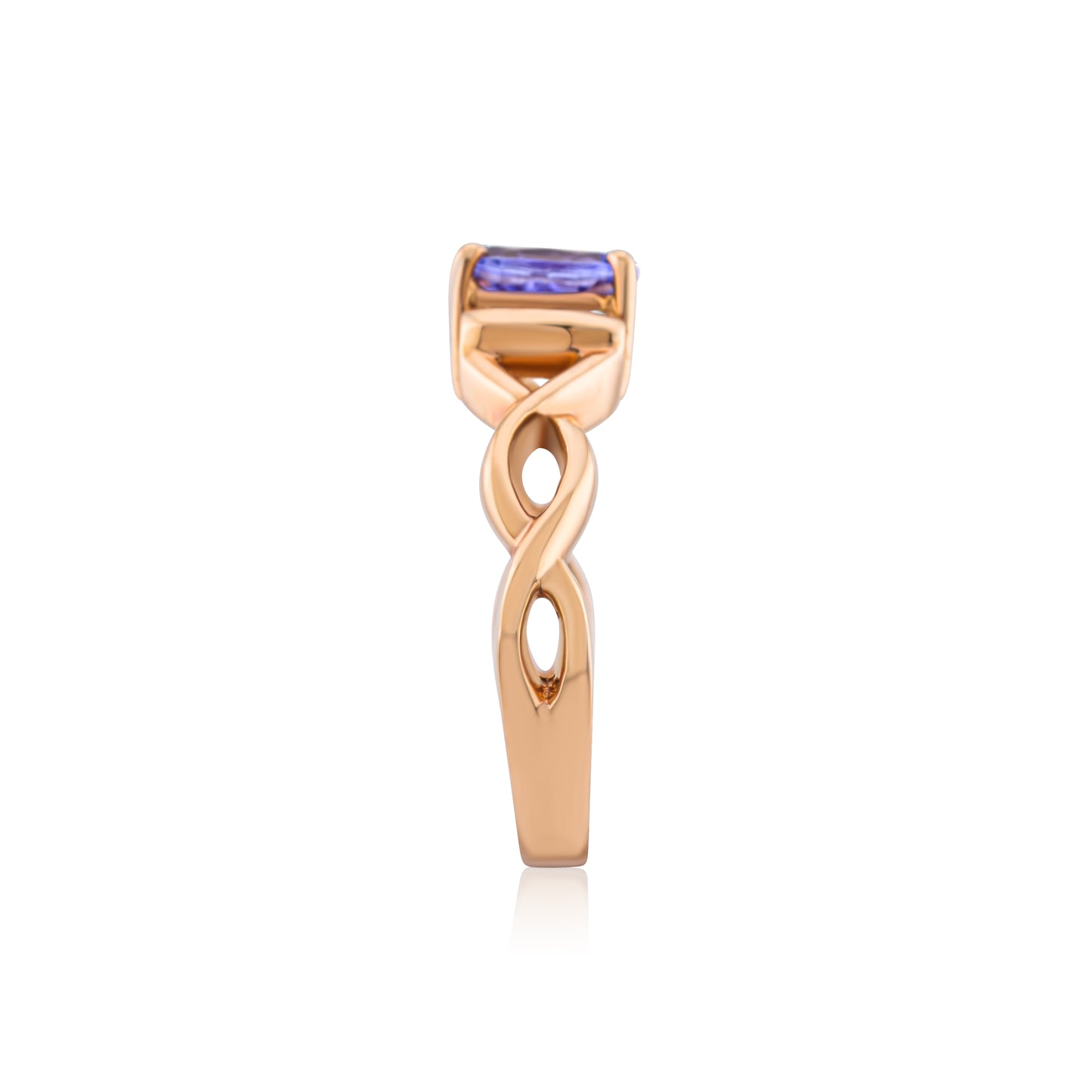 14K Rose Gold Diamond & Tanzanite Intertwined Ring 1 Ct