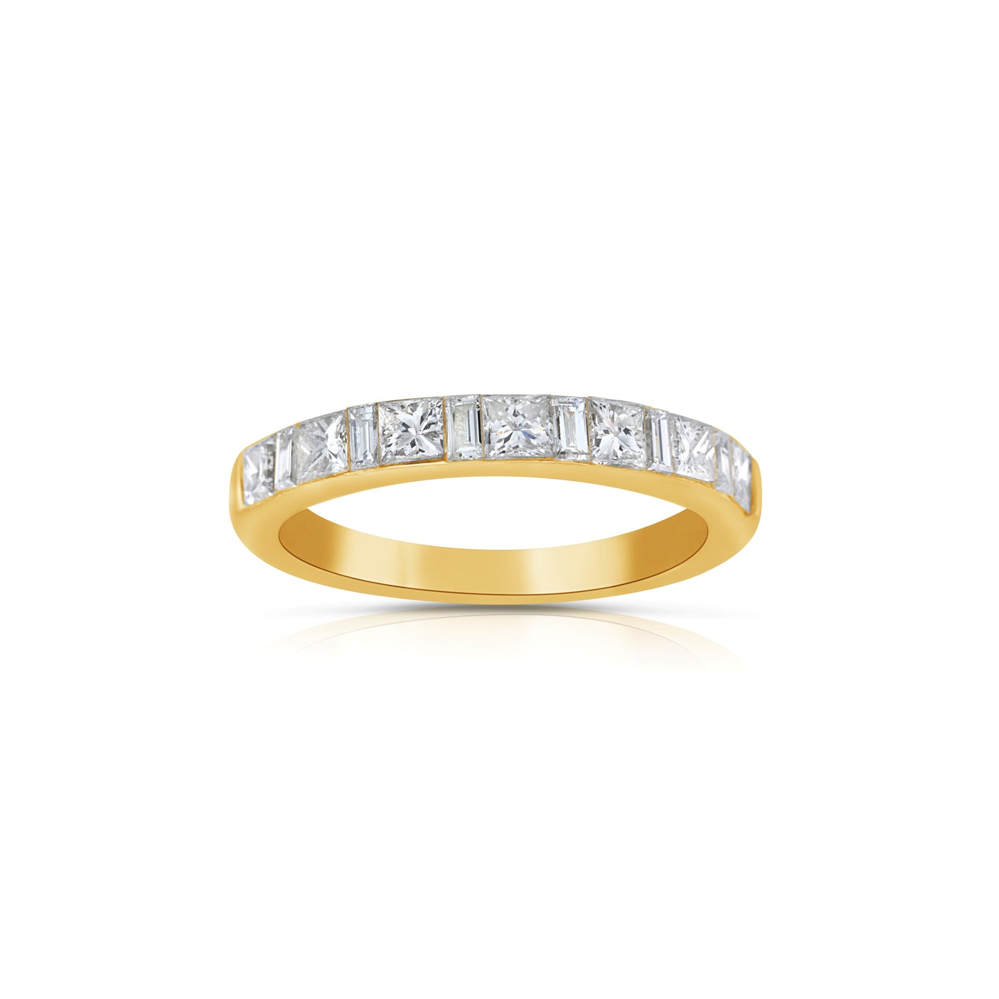 18K White Gold Princess & Baguette Diamond Band ~ 1 Ct