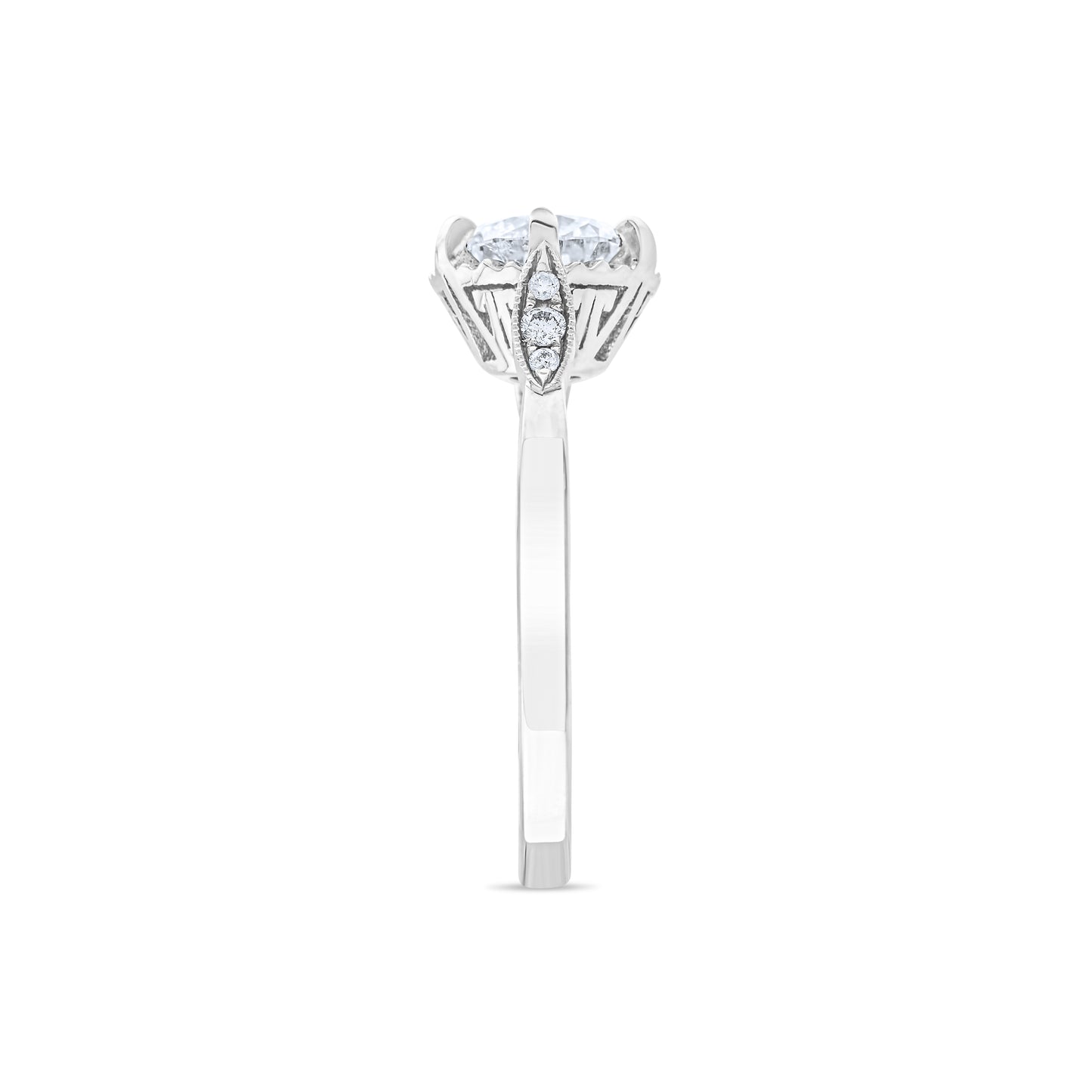 14K White Gold Diamond Side-Framed Engagement Ring 1.16 Ct